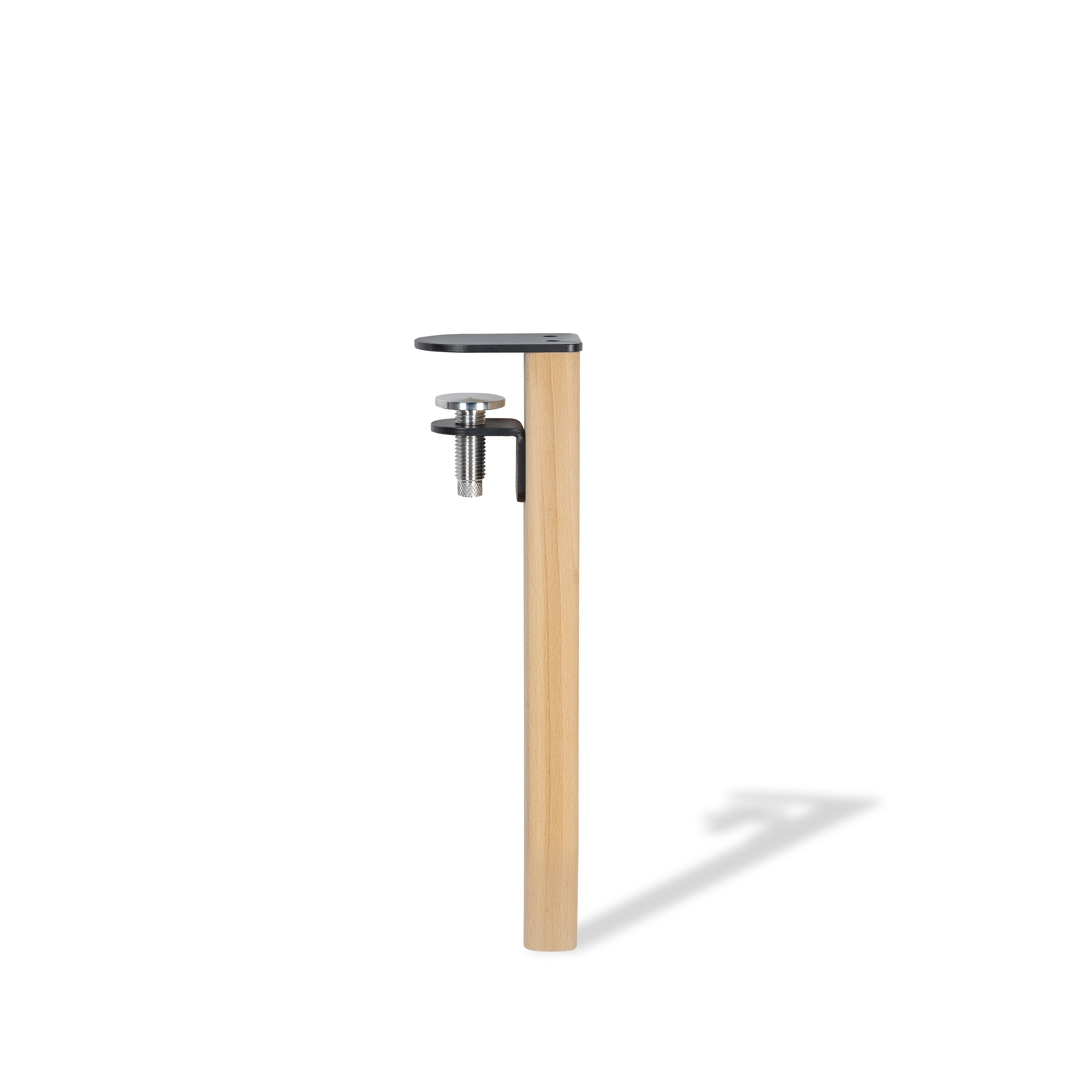 Pied de meuble REI fixe en l, bois Clamp hêtre / noir Ht. max 38.5 x l.10.5 cm - 3