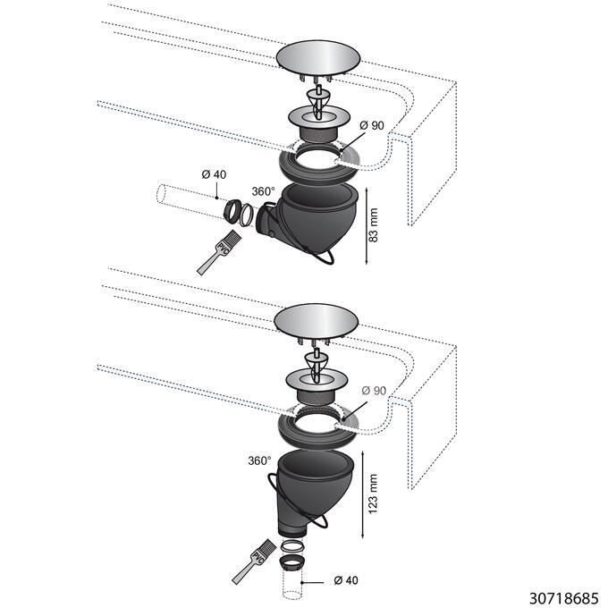 Bonde pour pour bac de douche, Diam.90 mm, WIRQUIN - 4