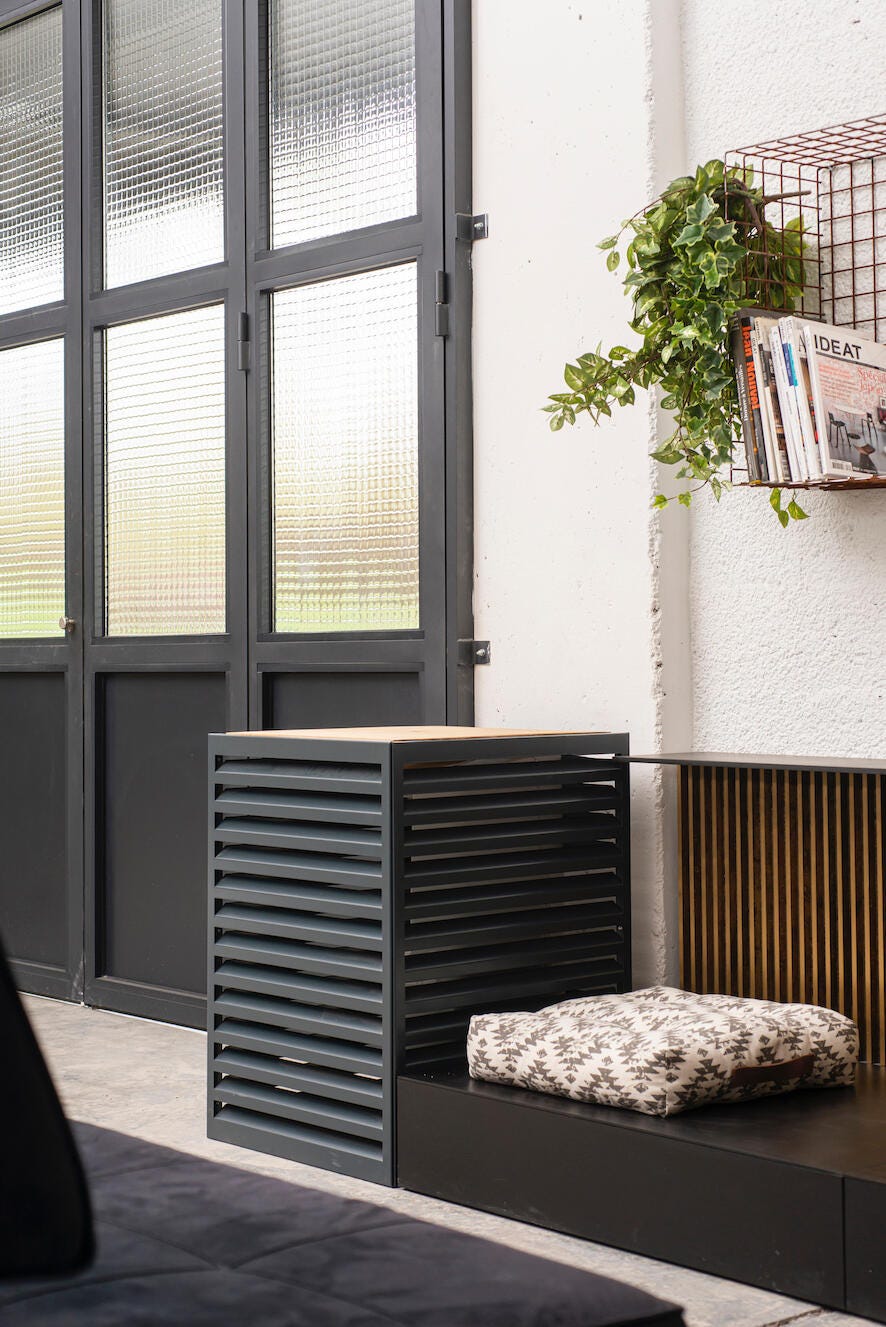 Cache climatisation mobile DEVAUX Noir sable bois | Leroy Merlin