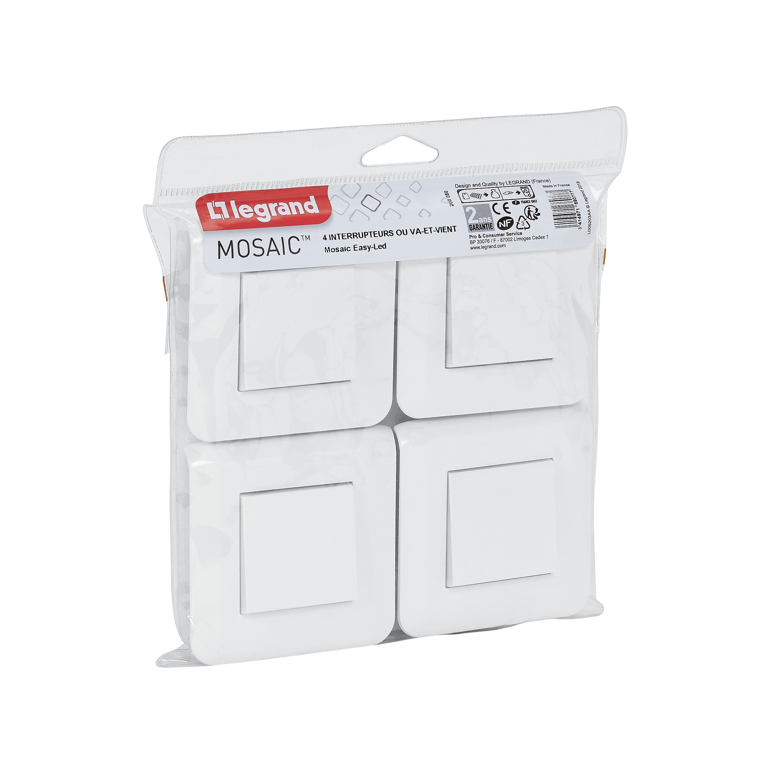 Lot De 5 Interrupteurs Va-et-vient Legrand Mosaic 45 - Complets Et Neufs