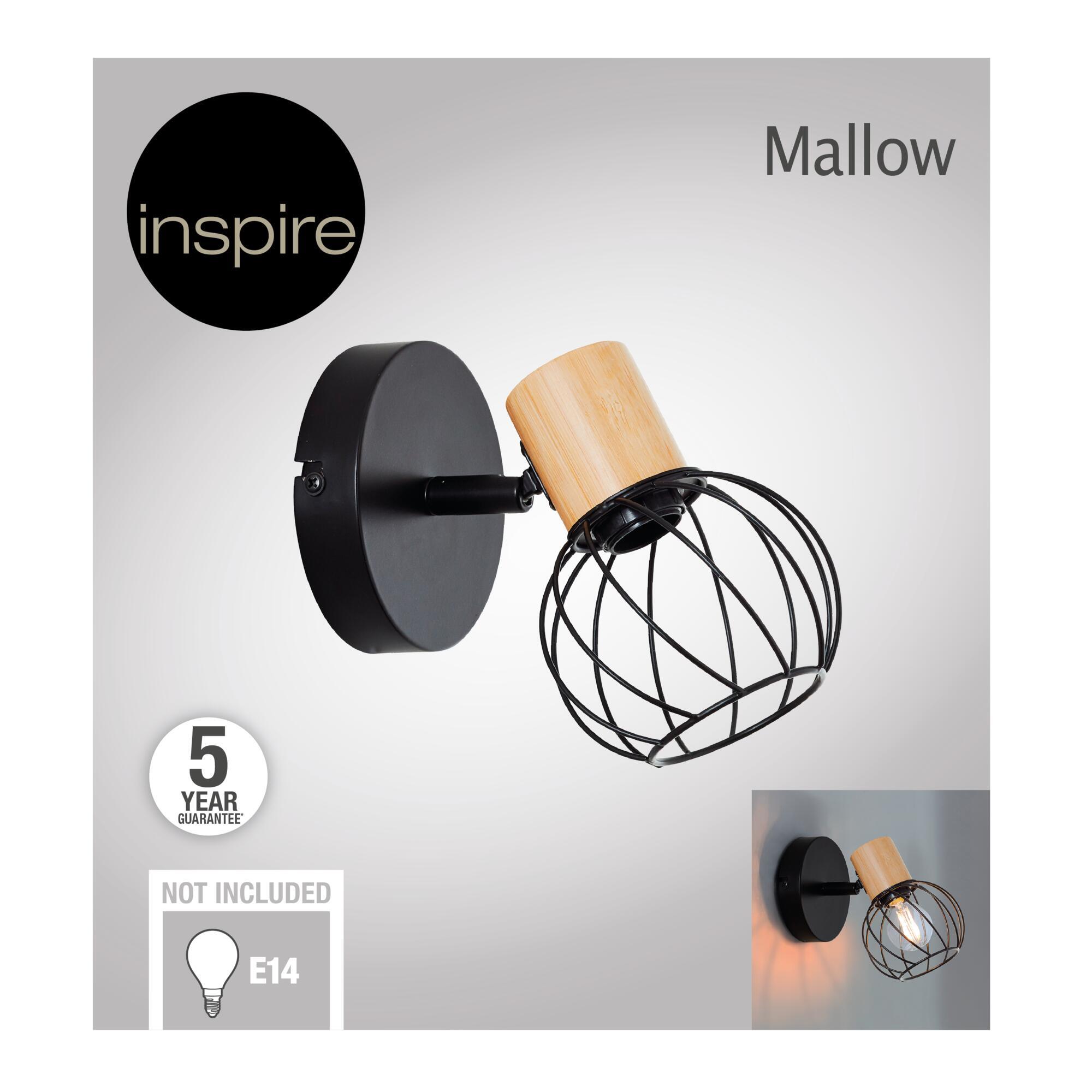 Foco decorativo INSPIRE MALLOW E14 D10CM 1 LÂMPADA METAL PRETO/BAMBU - 9