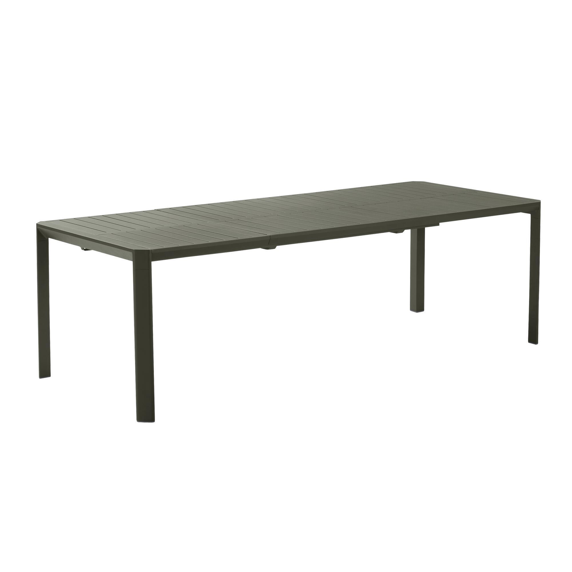 Mesa de jardín extensible naterial idaho de aluminio verde de 180/240x76x100 cm