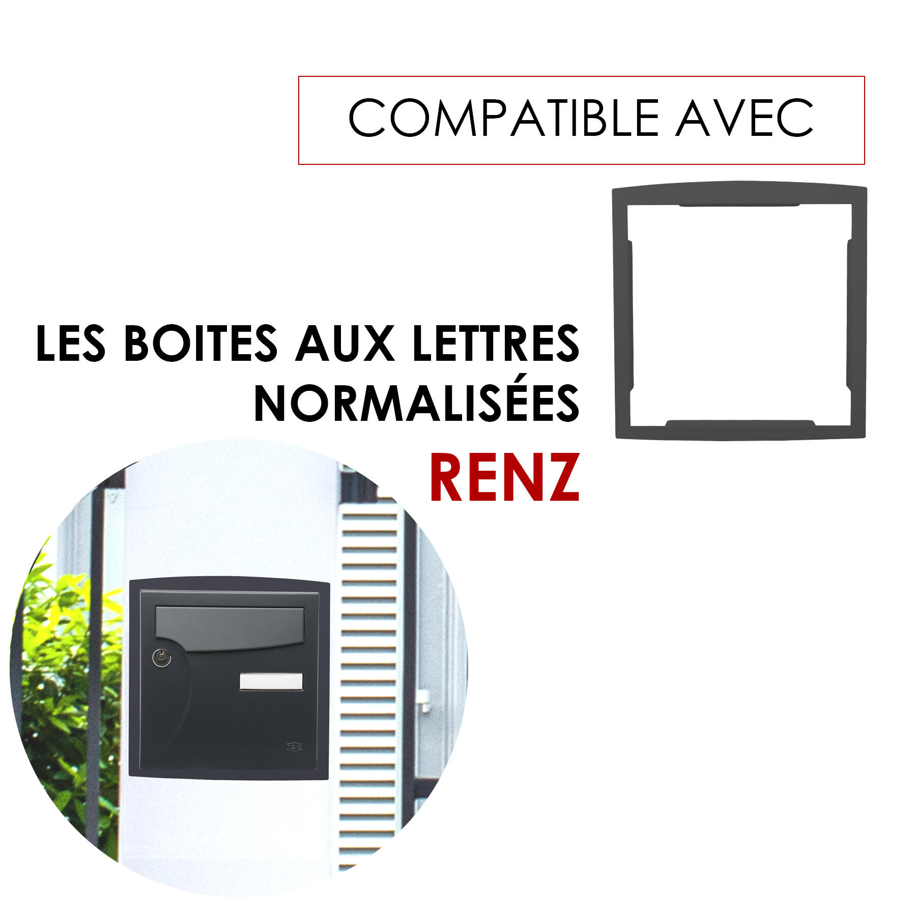 Cadre d'encastrement, pour boîte aux lettres H.33.65 x l.32.65 x P.3.5 cm RENZ,  - 6