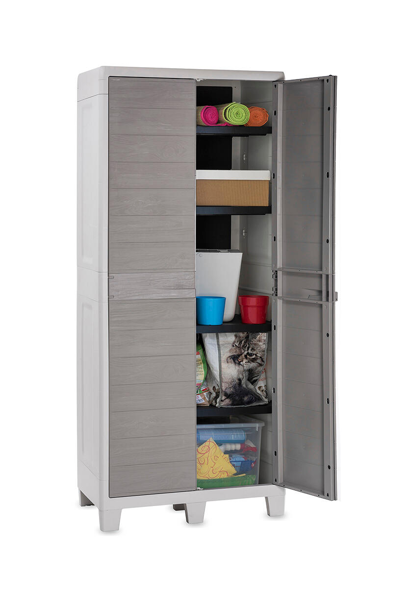 Armoire haute résine gris taupe, l.78 x H.46 x P.182 cm - 4