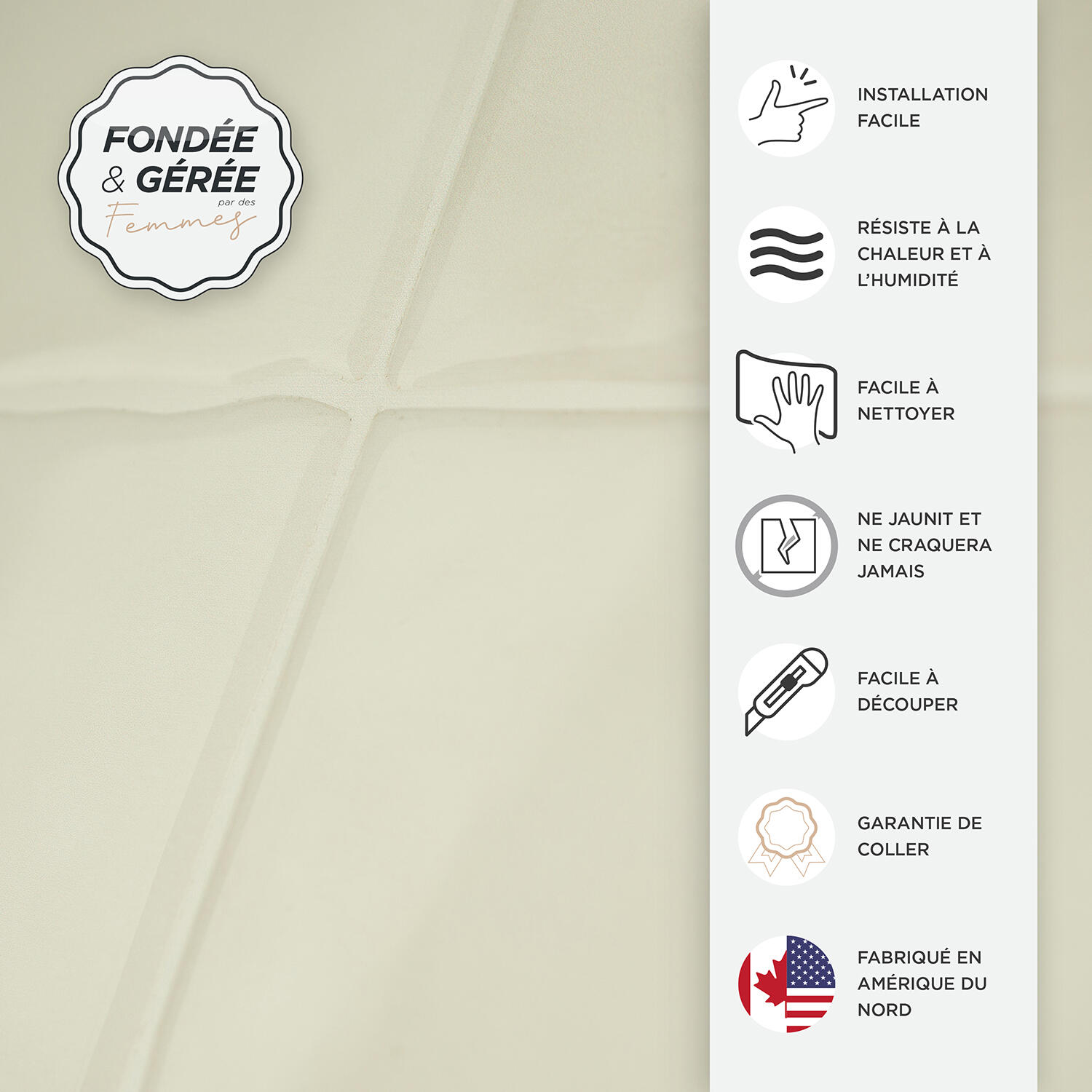 Lot de 4 adhésifs décoratifs, Zellige Oia, écru, 22.86 cm x 22.86 cm - 6