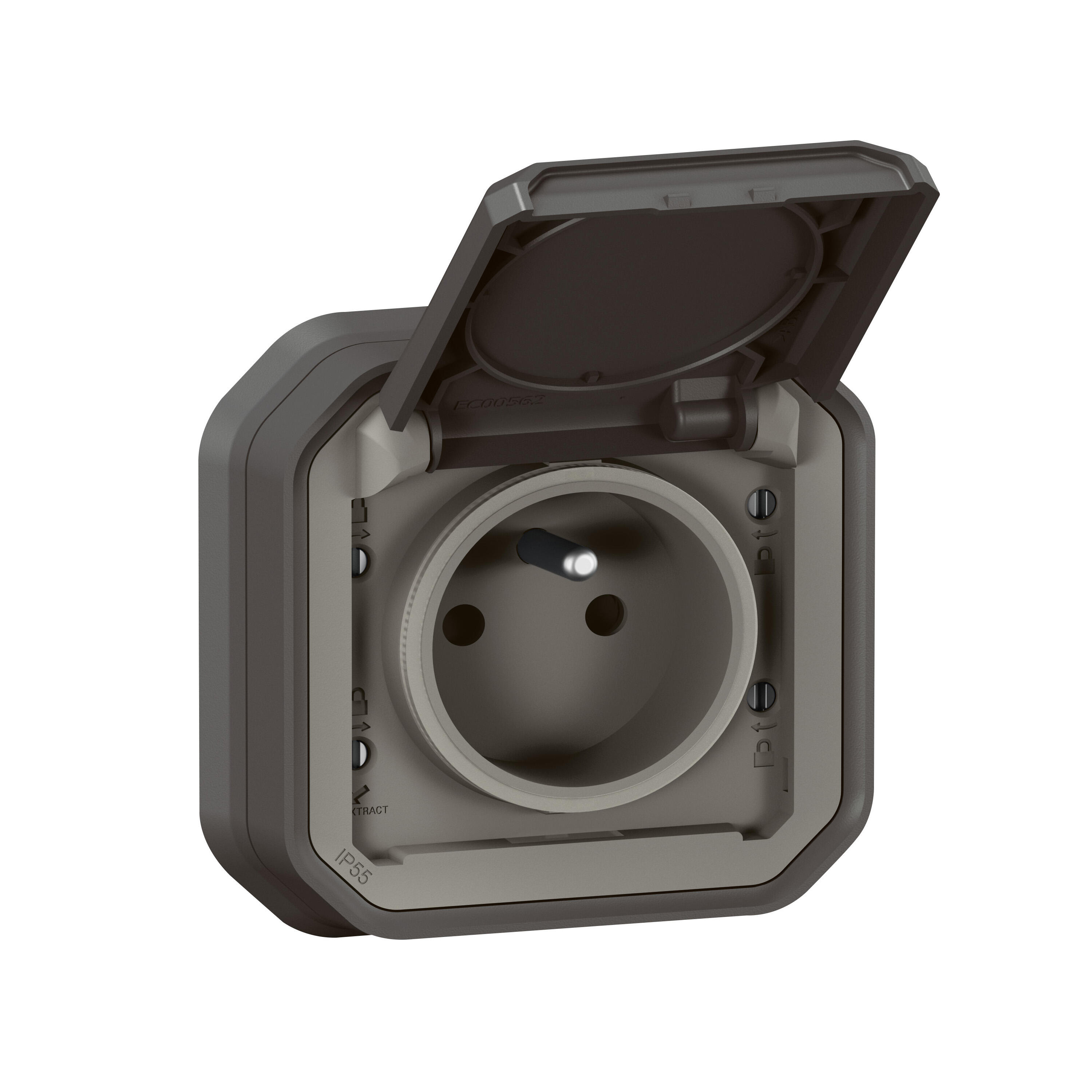 Prise avec terre encastrée étanche, LEGRAND Plexo, anthracite - 2