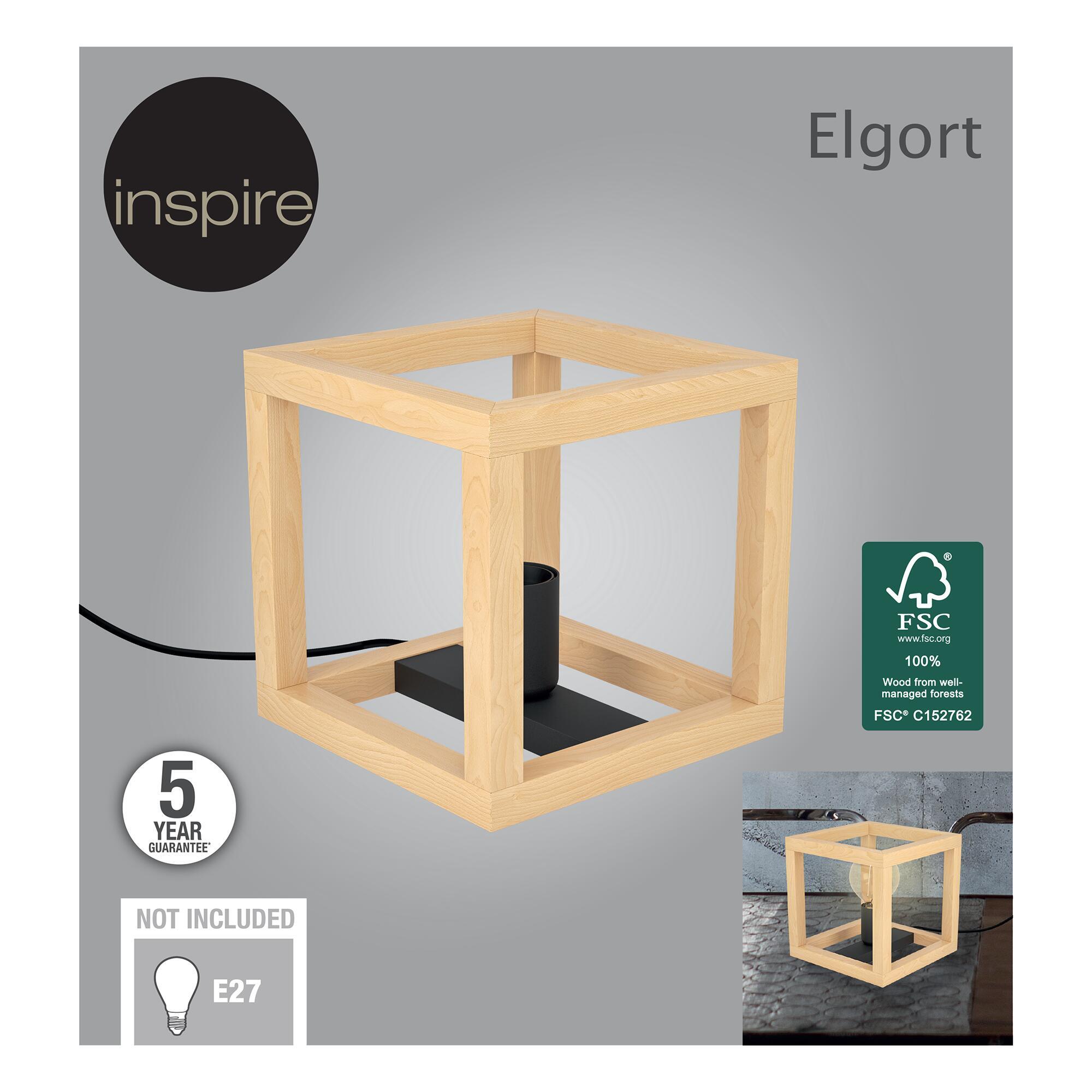 Candeeiro de mesa ELGORT E27 MADEIRO METAL PRETO - 12