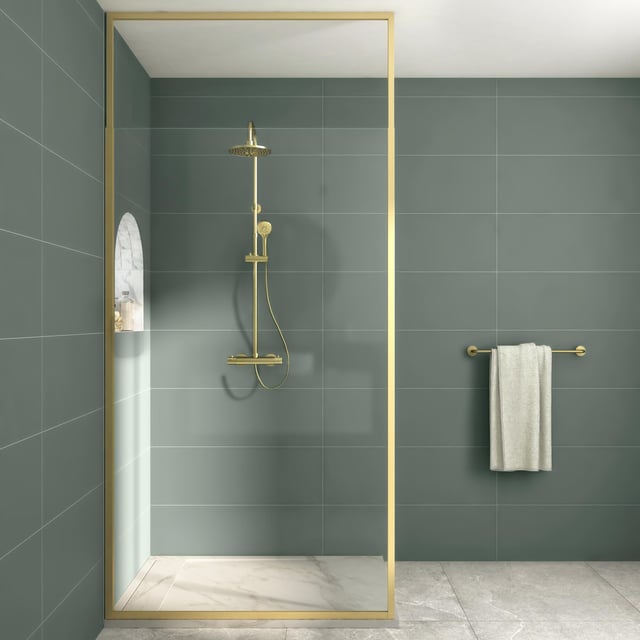 Pack douche italienne receveur Neo marbre 80x120+paroi transp Unik Gold 120cm