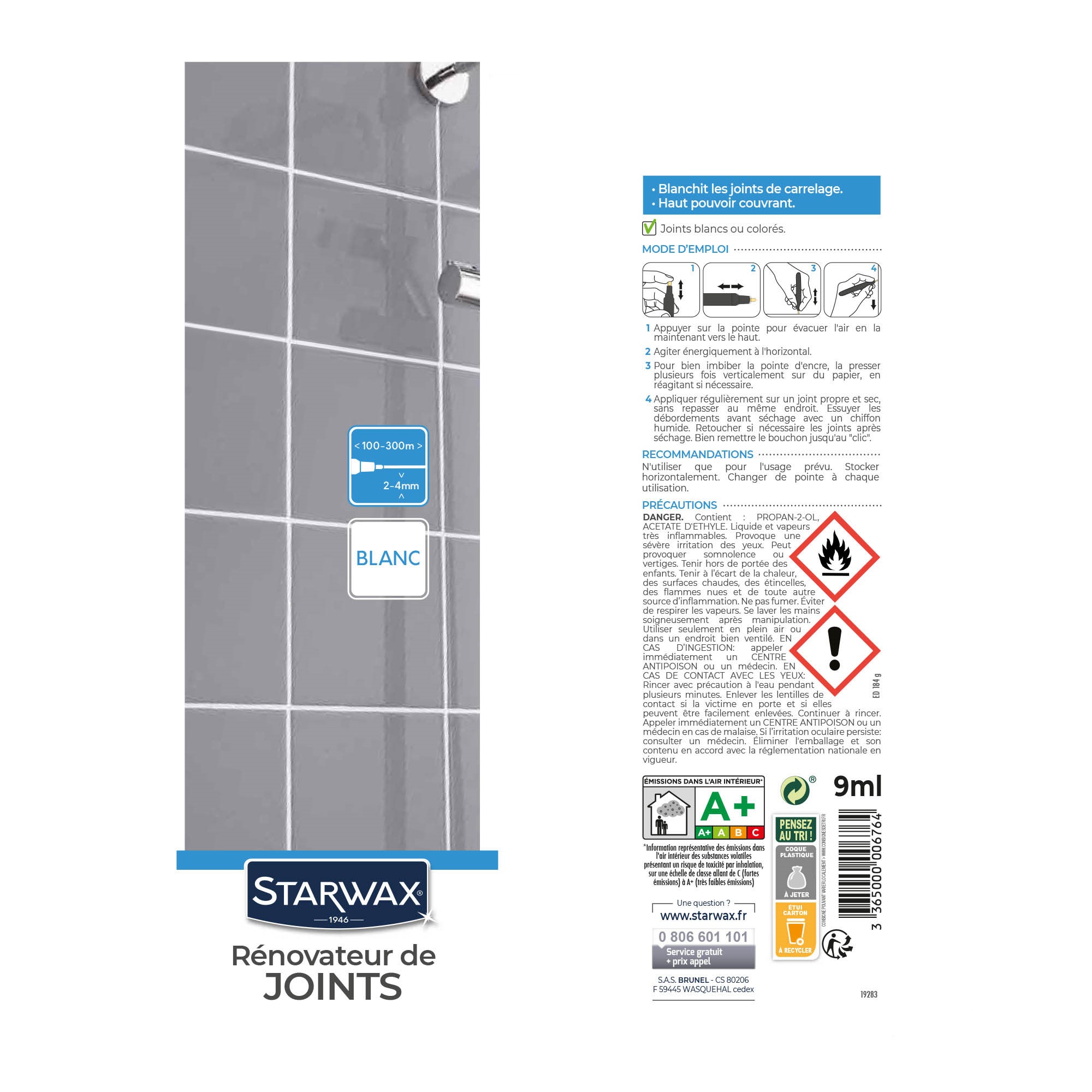 Nettoyant STARWAX Feutre blanchisseur de joints, 36g - 2