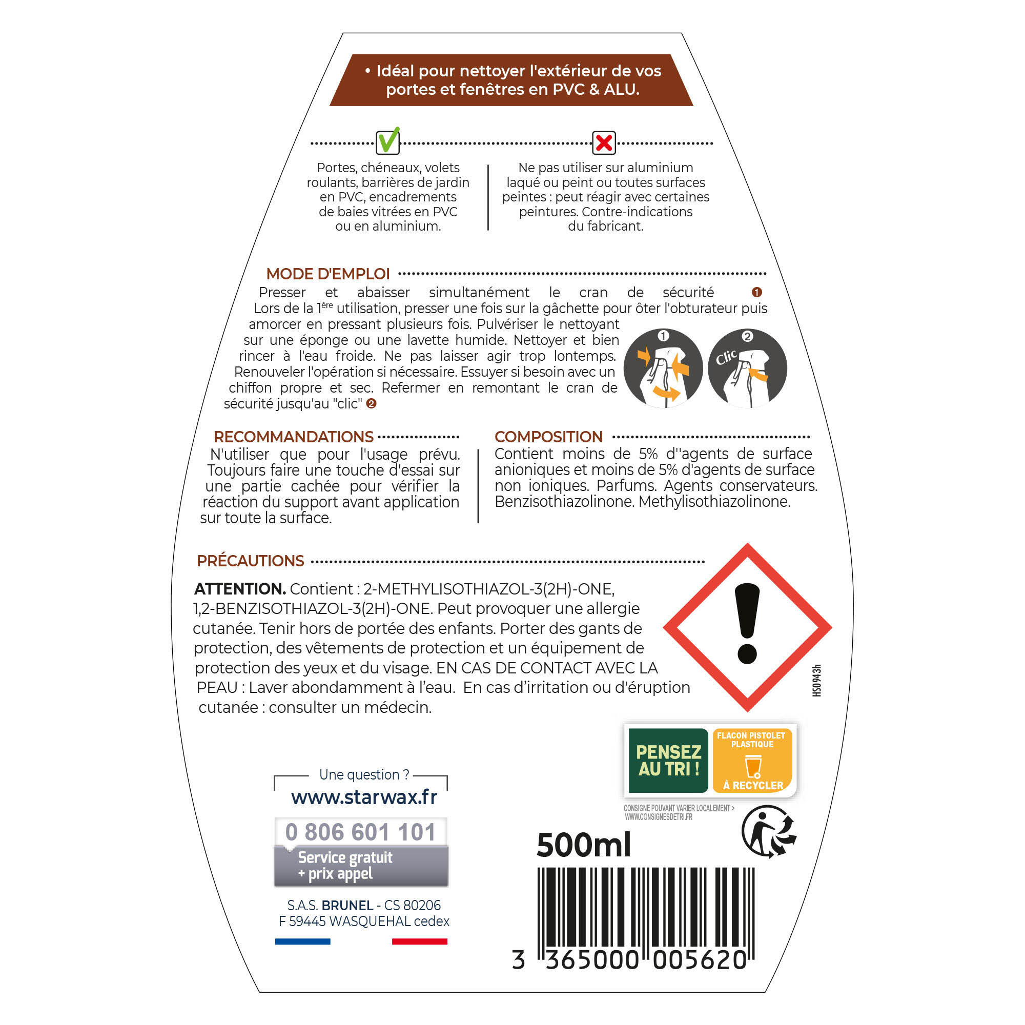 Nettoyant pvc portes et fenêtres STARWAX 0,5 L - 2
