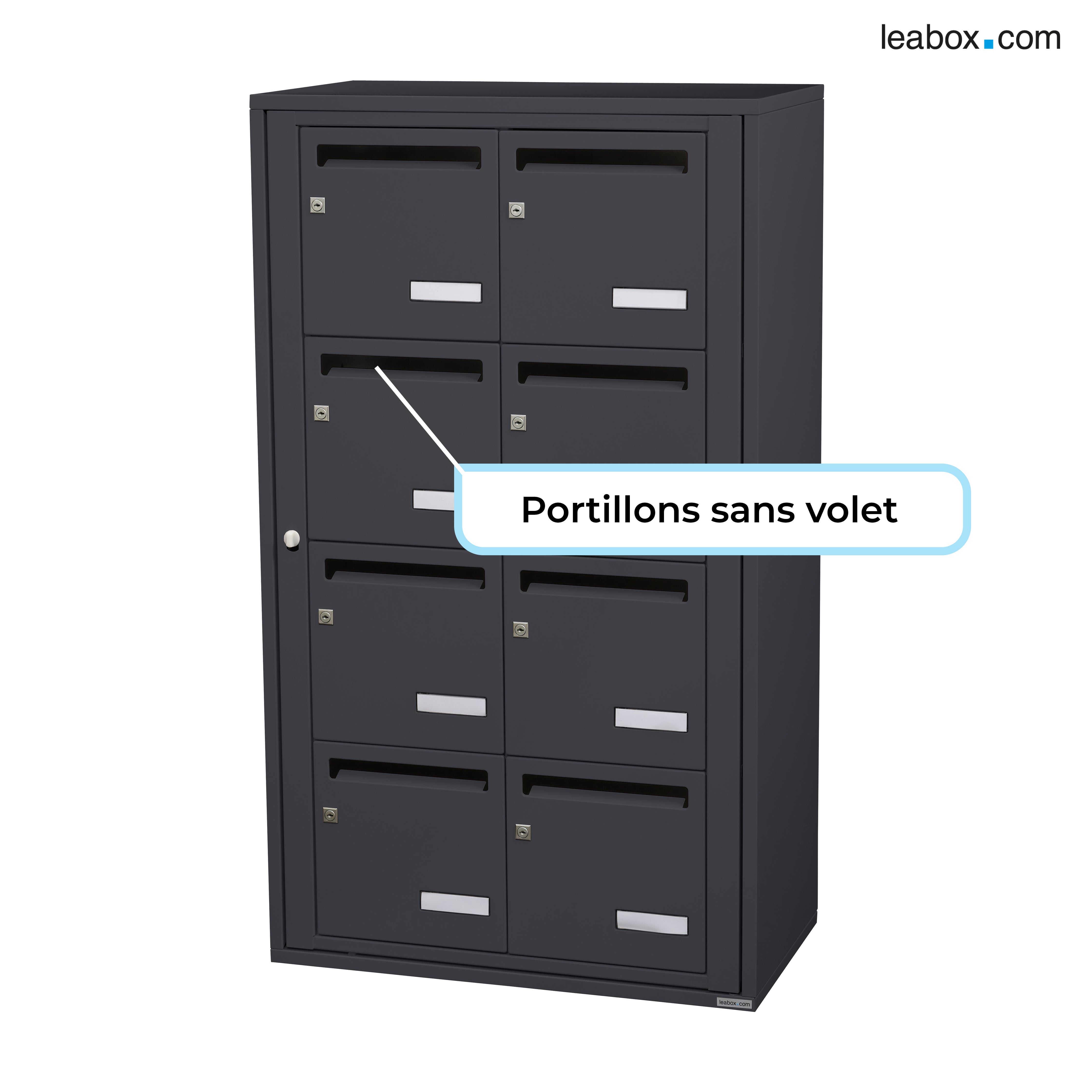 Boîte aux lettres collective intérieur LEABOX.COM 2x4 acier anthracite brillant - 6