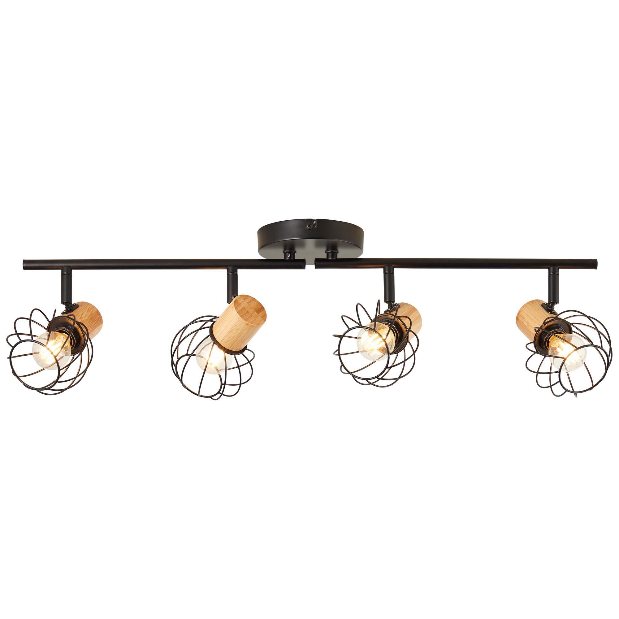 Foco decorativo INSPIRE MALLOW E14 D10CM 4 LÂMPADAS METAL PRETO/BAMBU - 25