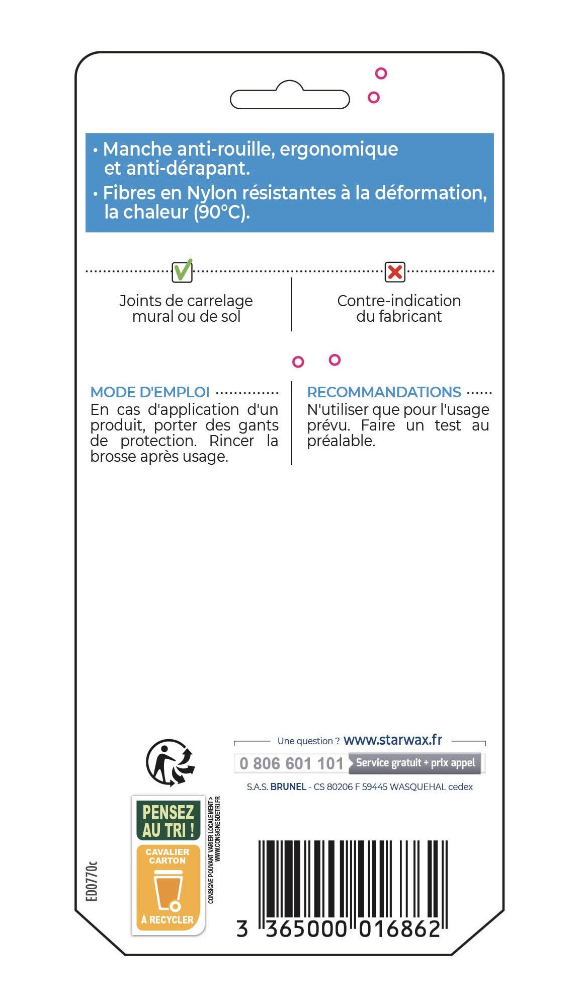 Brosse à main polypropylène STARWAX Pour carrelage - 4