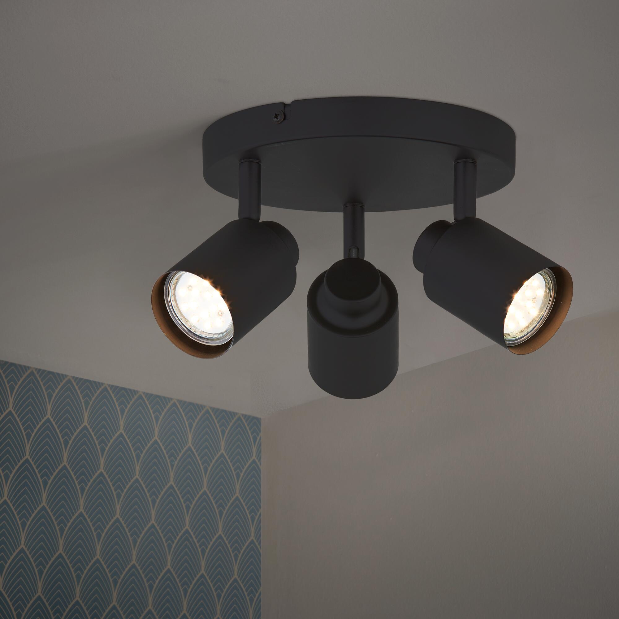 Plafonnier 3 spots, métal noir gu10, INSPIRE Tekla - 3