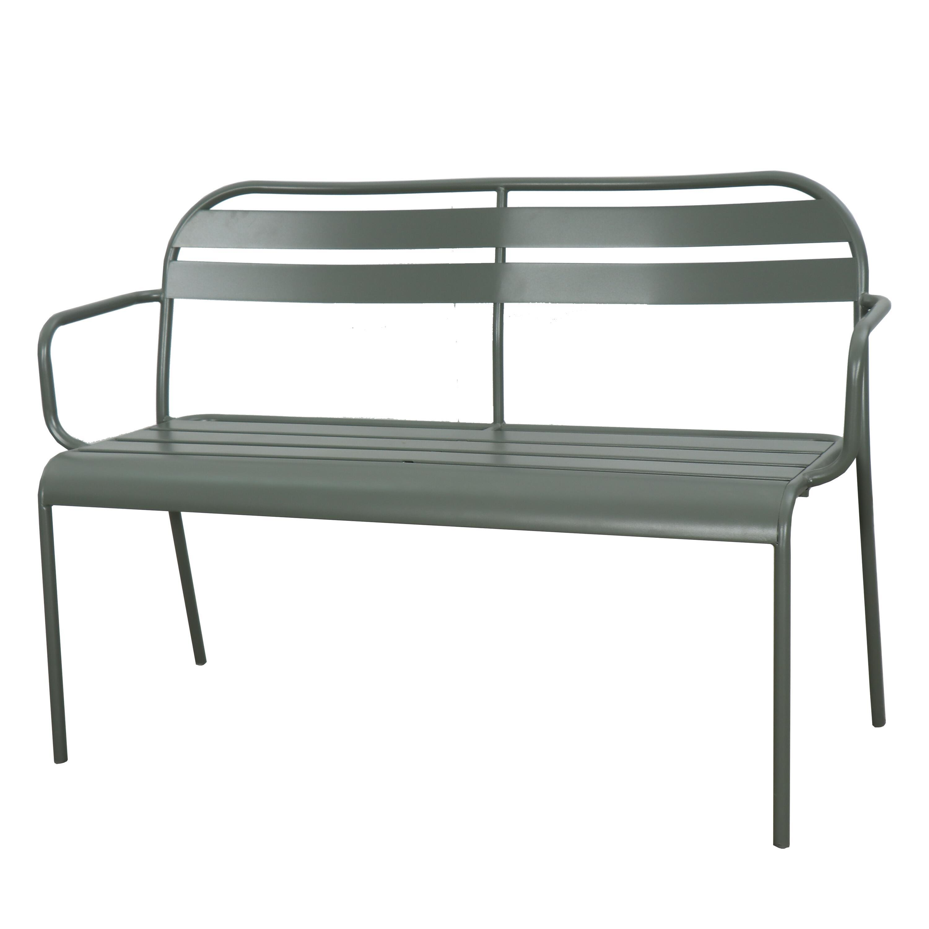 Banco de jardín de acero café kaki 118 cm