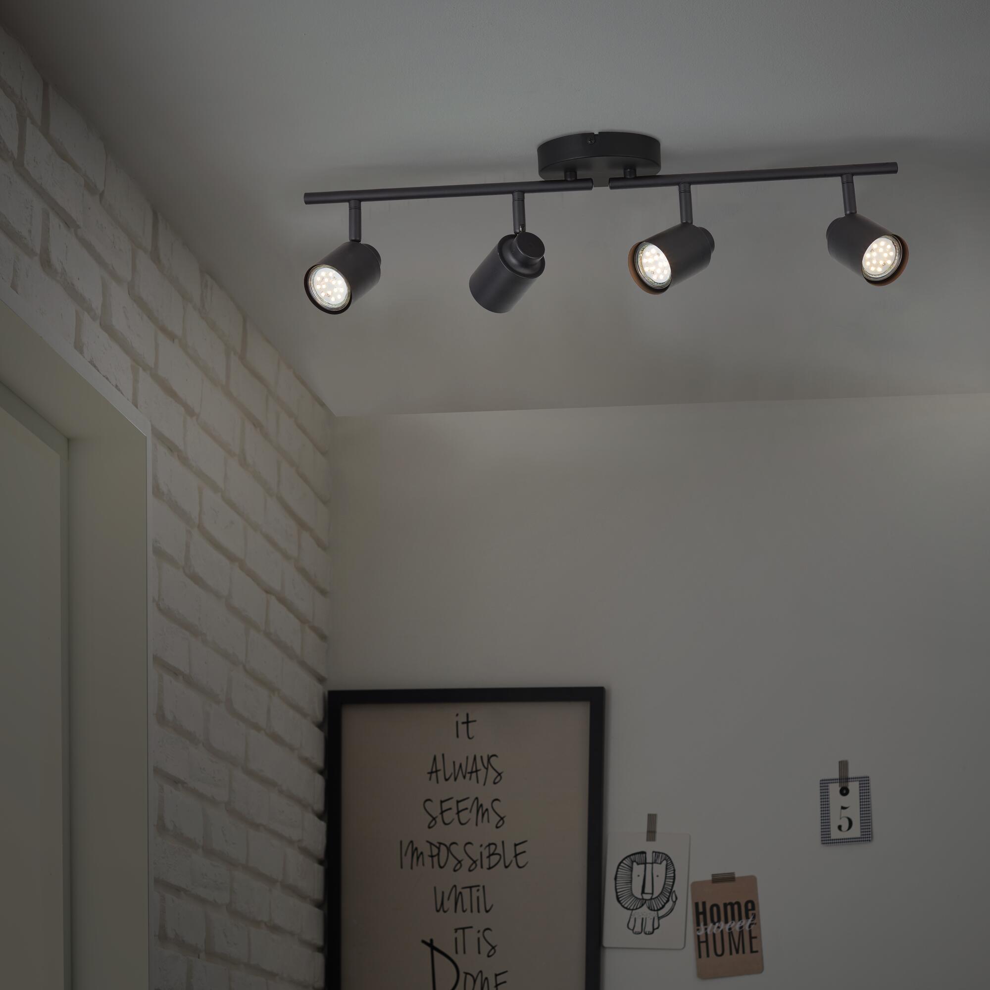 Rampe 4 spots, métal noir, gu10, INSPIRE Tekla - 4