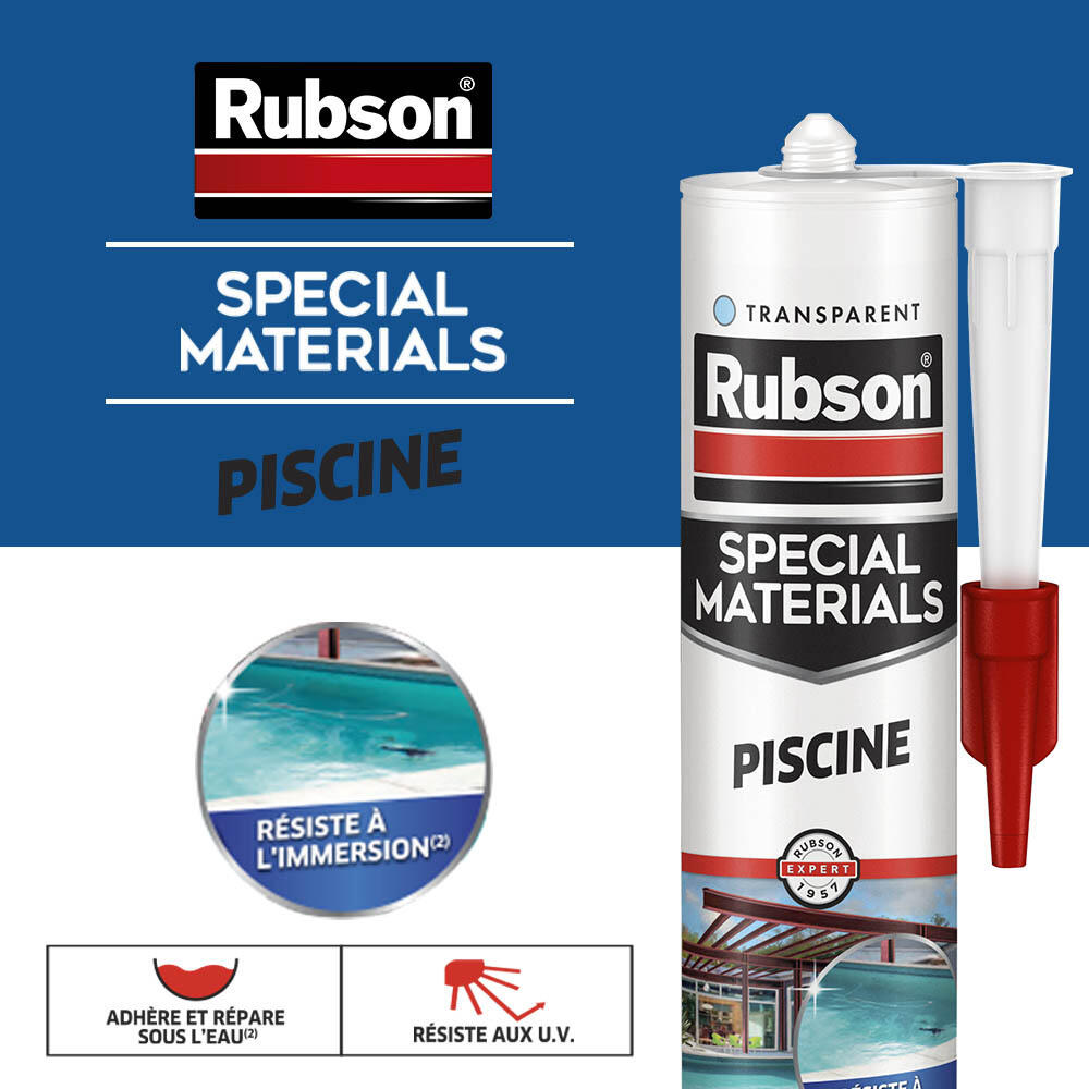Mastic d'étanchéité Spécial piscine RUBSON transparent, 280 ml - 2