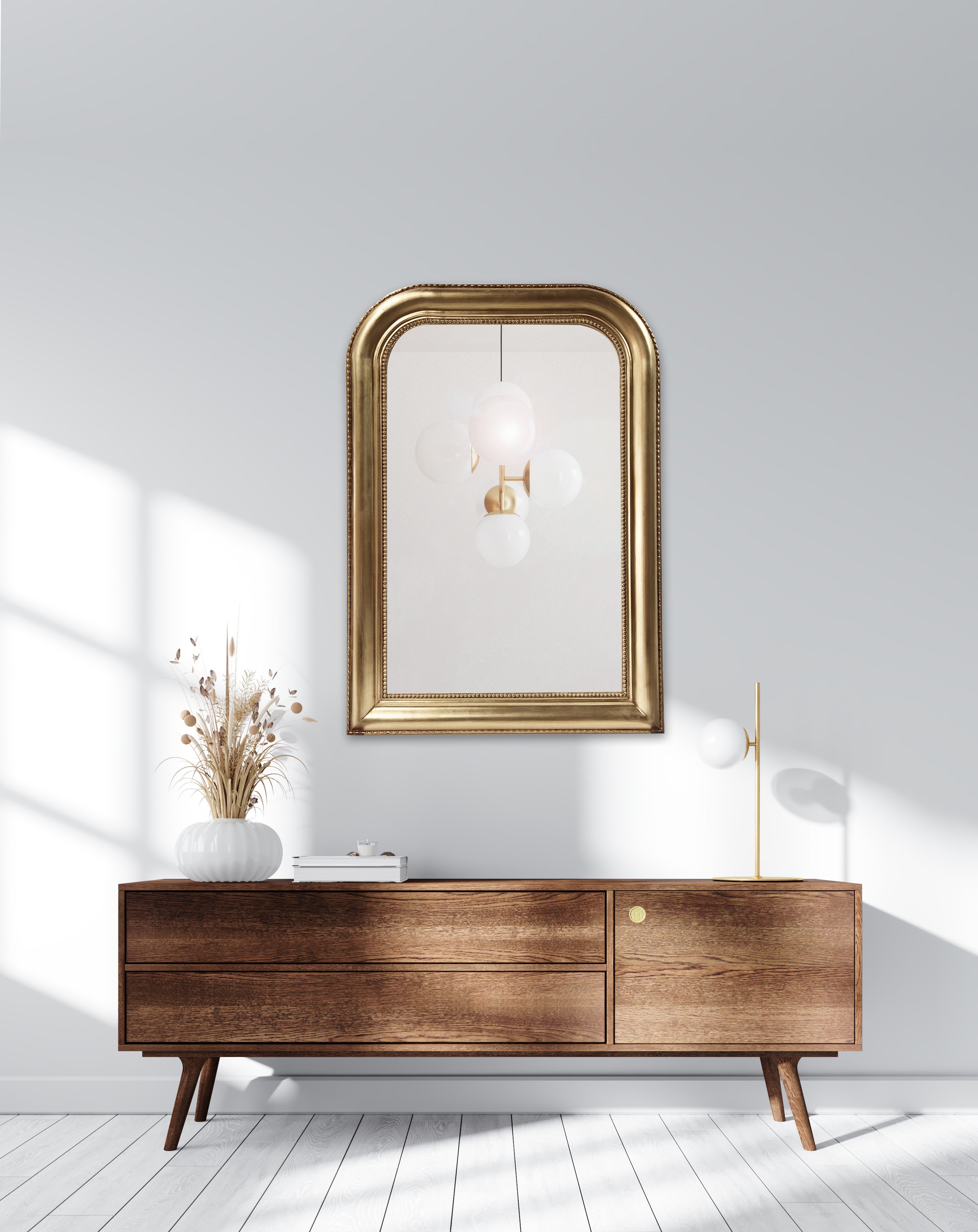 Miroir rectangulaire en bois doré, 100x74 cmEspejo dorado 100 x 74 cm