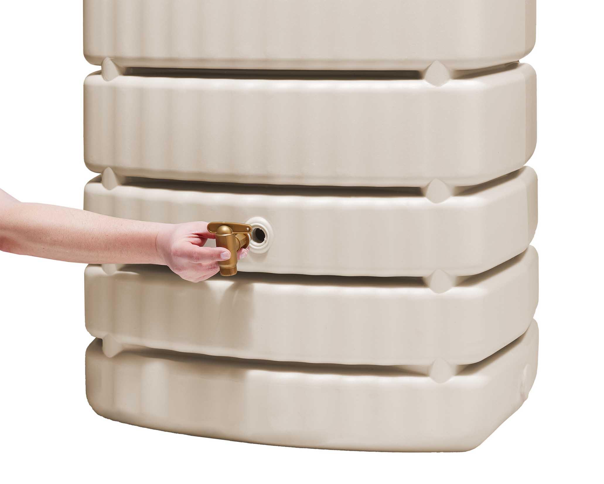 Récupérateur d'eau mural rectangulaire Slim sable 500L + robinet GARANTIA - 3