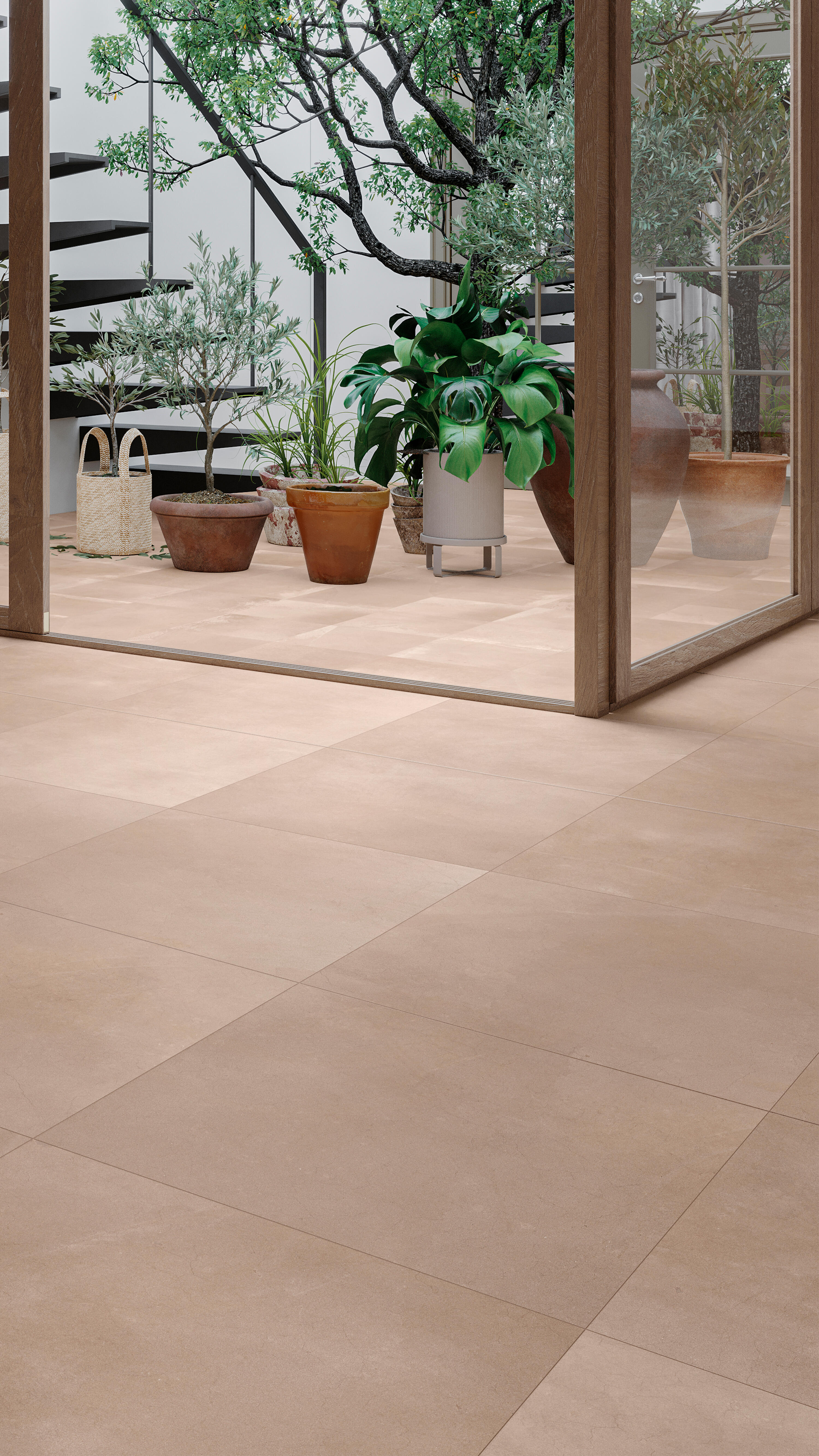 Carrelage sol / mur effet béton nuances des cottos beiges et marron Galbe l.60 x - 5