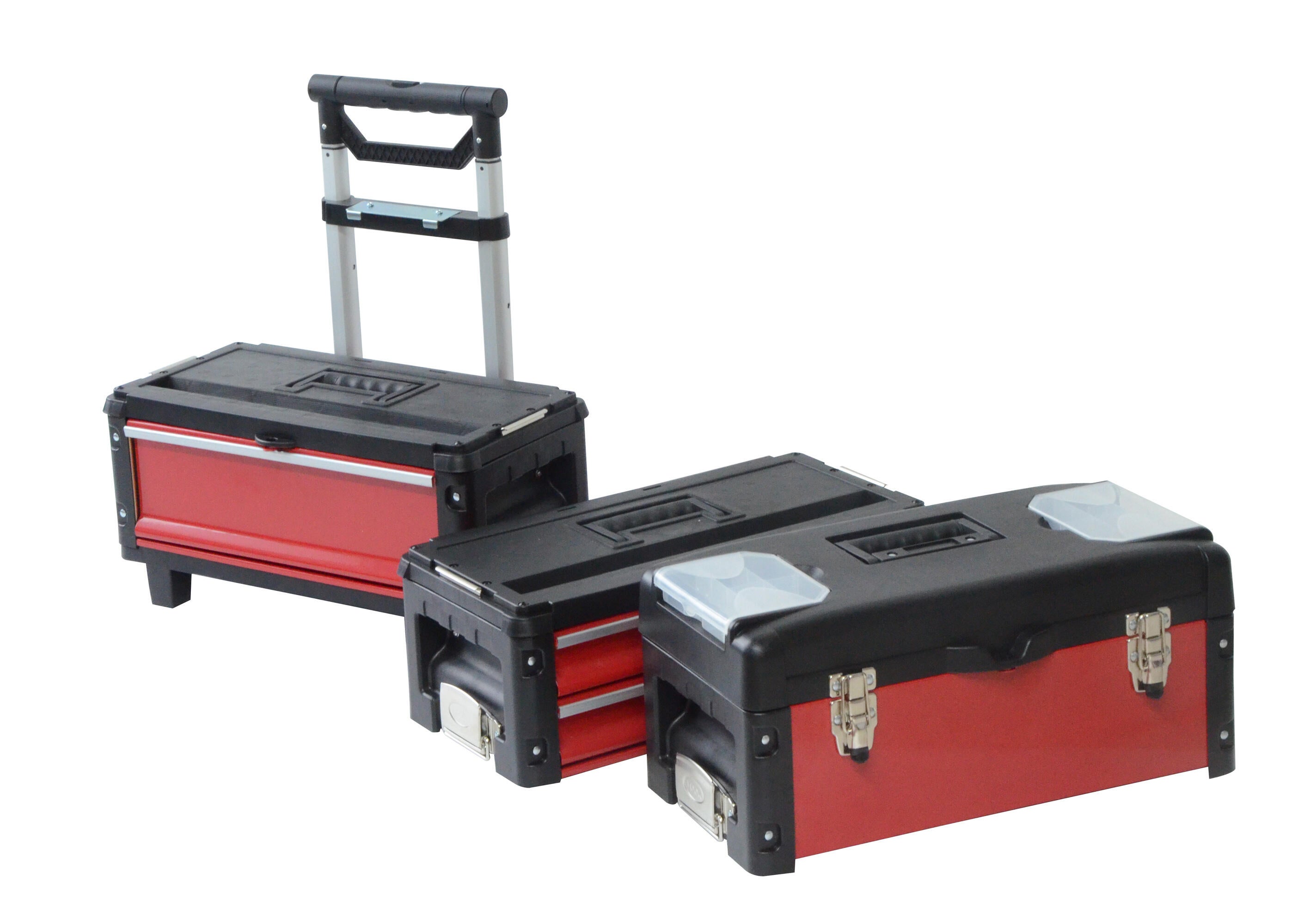 Chariot de service à roulettes rouge acier 3 tiroirs l.30 cm DEF'PRO - 3