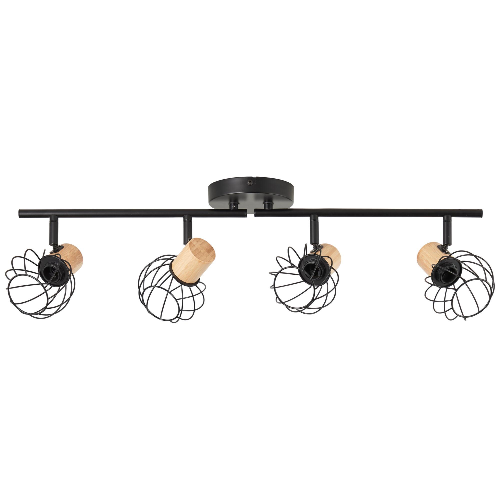 Foco decorativo INSPIRE MALLOW E14 D10CM 4 LÂMPADAS METAL PRETO/BAMBU - 23