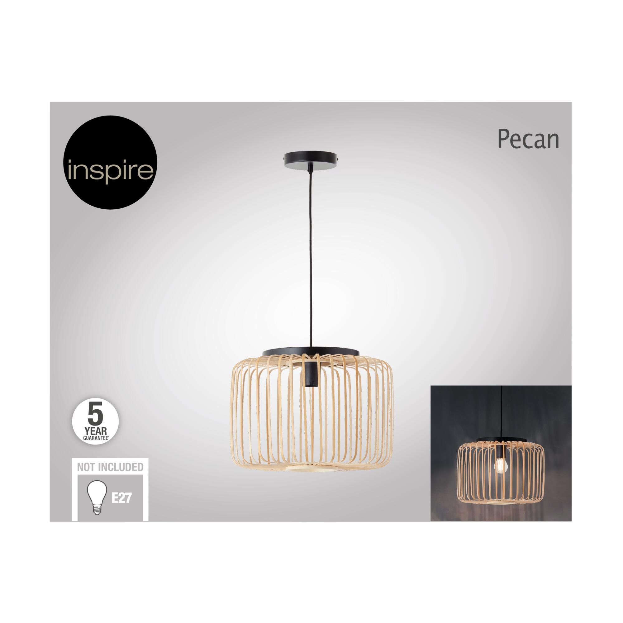 Lámpara de techo colgante de bambú beige 1 luz E27 Pecan INSPIRE 38 cm y altura regulable - 7
