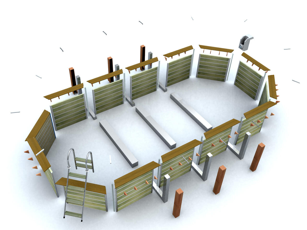 Piscine, bois Siayan WATERCLIP, octogonal x L.7.3 x l.4.3 x H.1.29 m - 14