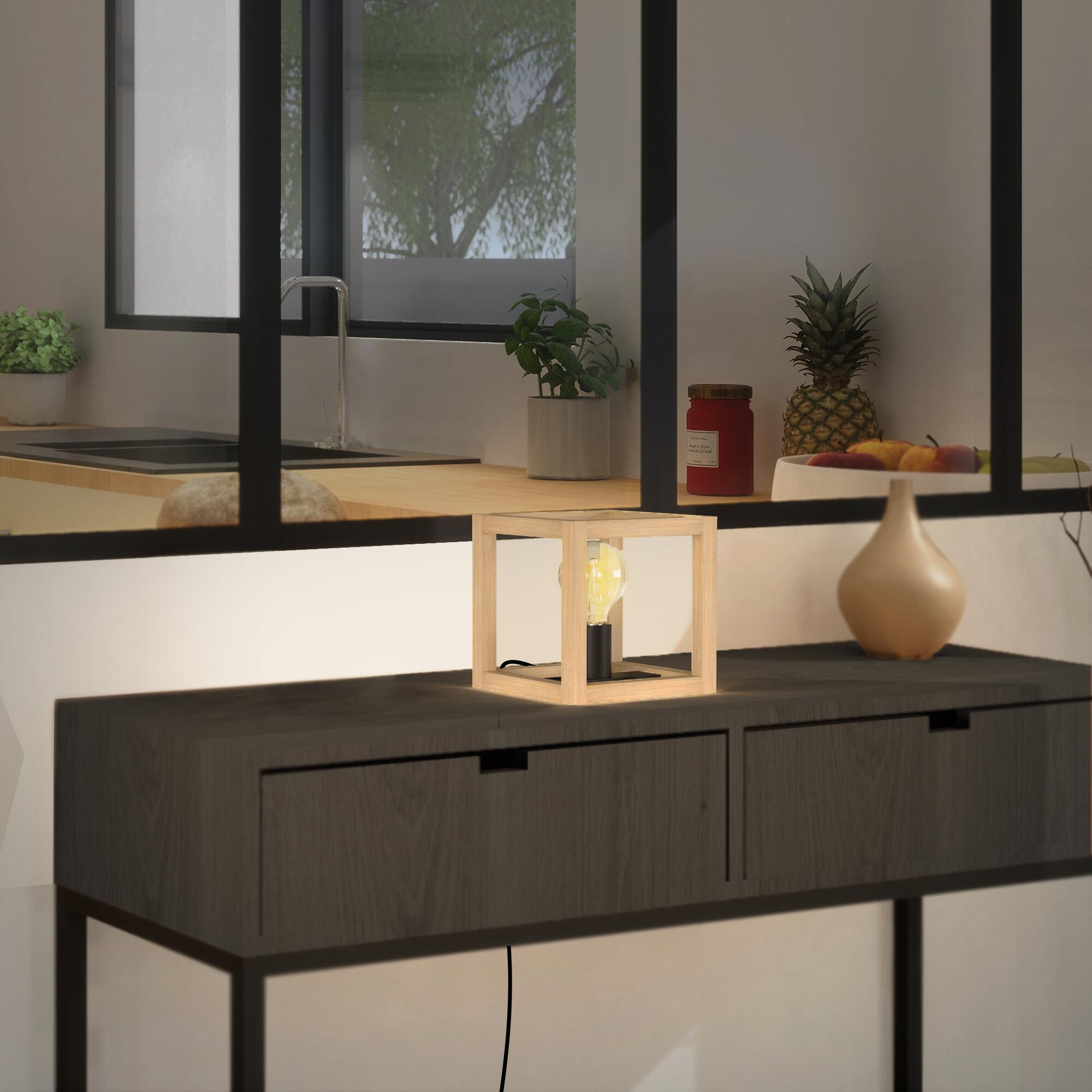 Candeeiro de mesa ELGORT E27 MADEIRO METAL PRETO - 5