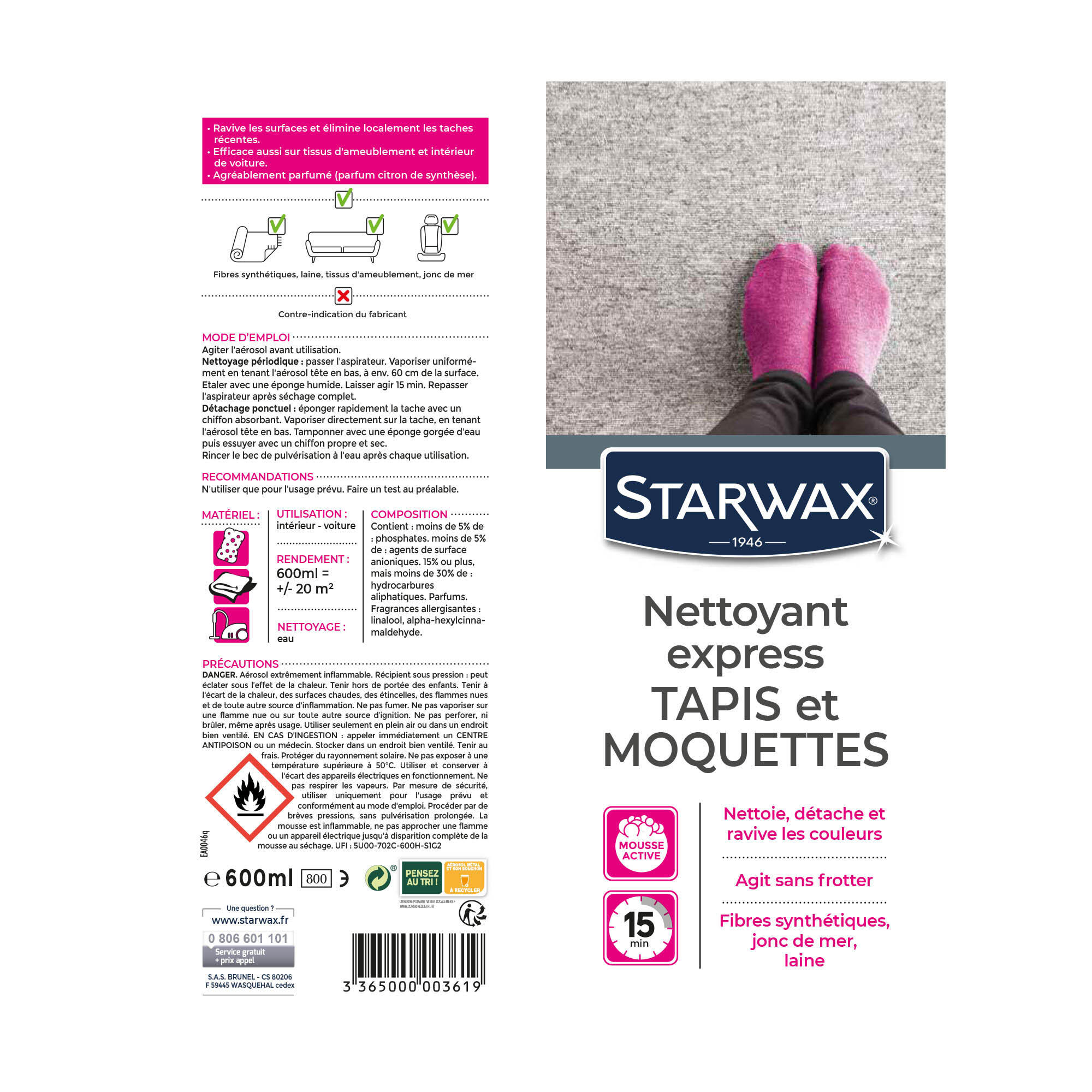 Produit d'entretien STARWAX Nettoyant express tapis et moquettes, 0.6L - 3