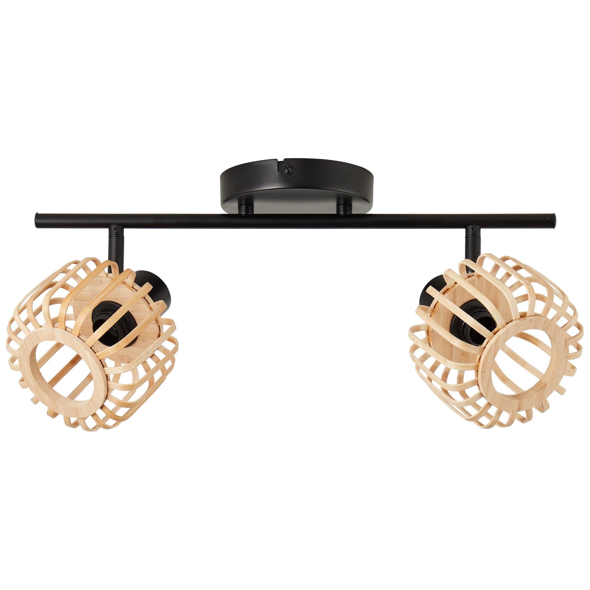 Foco decorativo INSPIRE PECAN E14 2 LÂMPADAS METAL MATE PRETO/BAMBU - 23