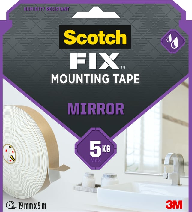 Double face Miroir SCOTCH FIX L.9 m x l.19 mm blanc
