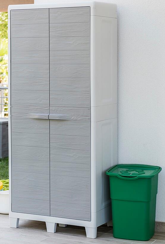 Armoire haute résine gris taupe, l.78 x H.46 x P.182 cm - 5