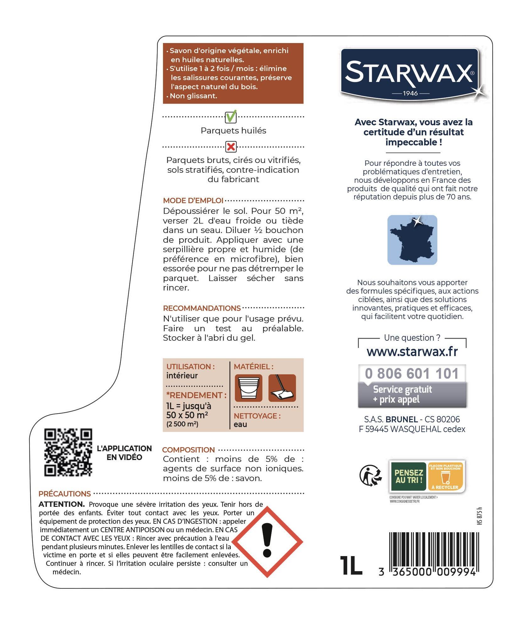 Savon parquet STARWAX Pour parquets huilés, 1L - 4