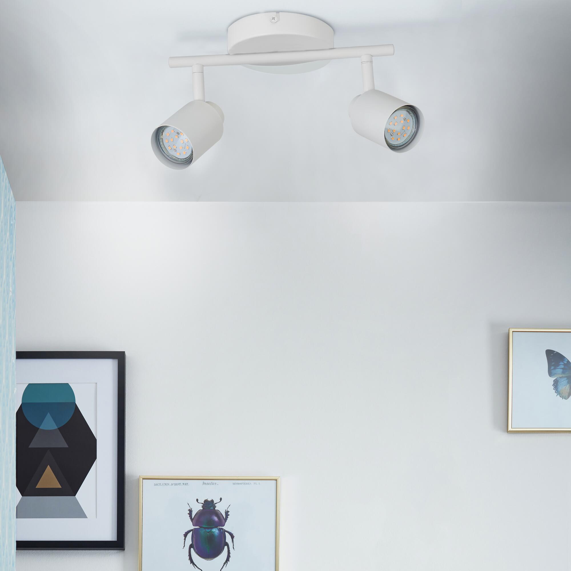 Rampe 2 spots Tekla, produit sans abat-jour blanc, GU10, INSPIRE - 3