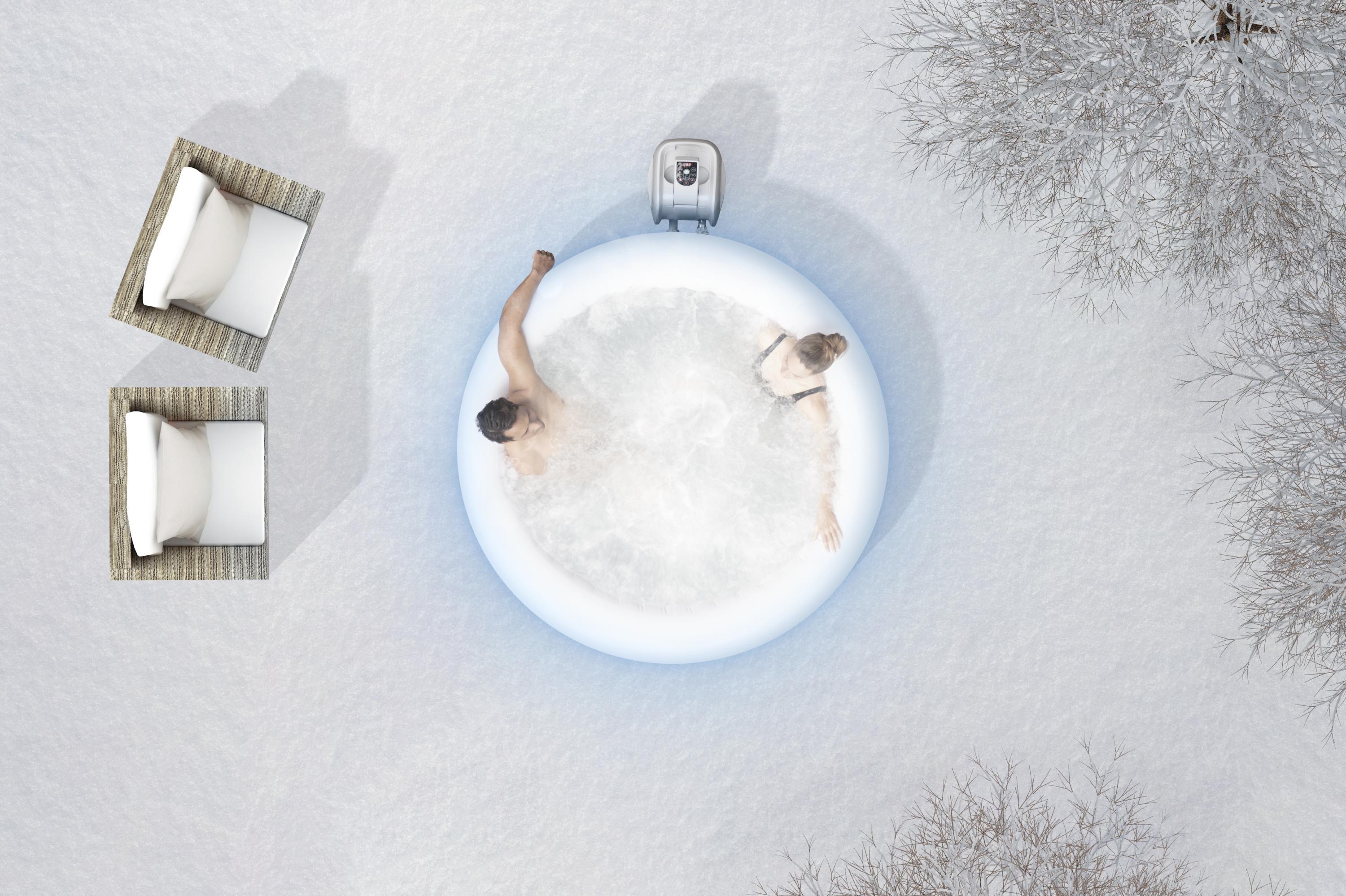 Spa gonflable HOLLYWOOD, rond 4/6 personnes, Lumière + appui tête - 5