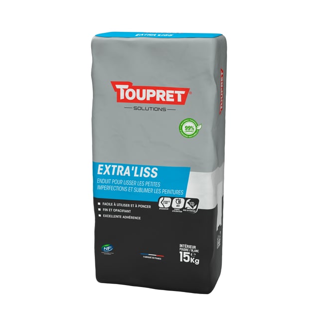 Enduit de lissage en poudre Extra liss TOUPRET blanc 15 kg