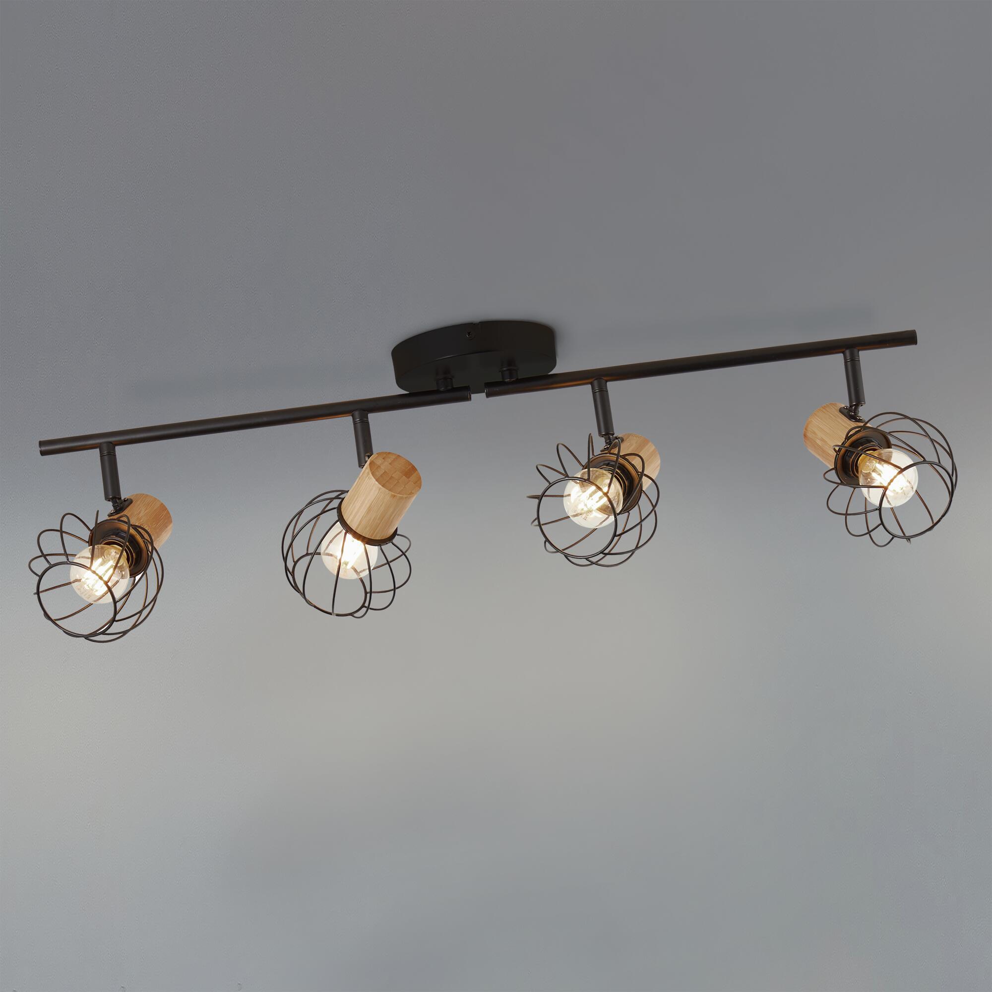 Foco decorativo INSPIRE MALLOW E14 D10CM 4 LÂMPADAS METAL PRETO/BAMBU - 11