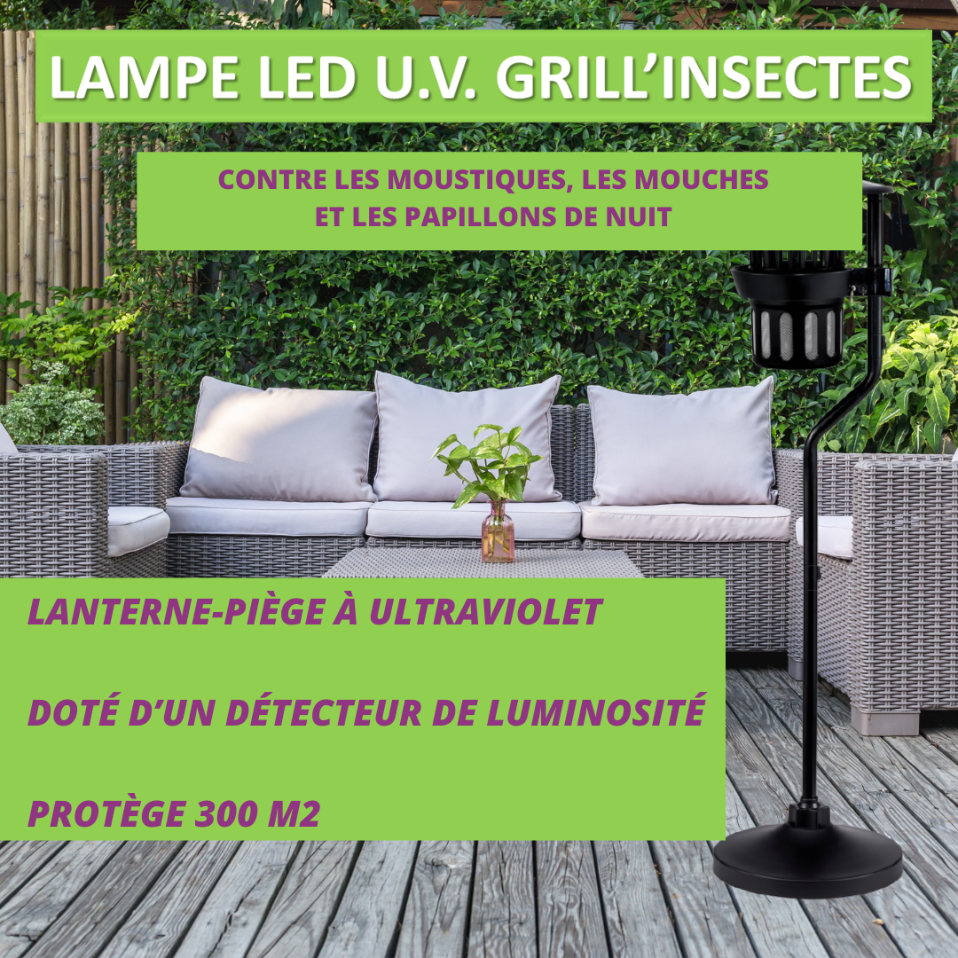 Aspirateur à moustiques/insectes volants - Lampe UV d'extérieur - protège 300m² - 2