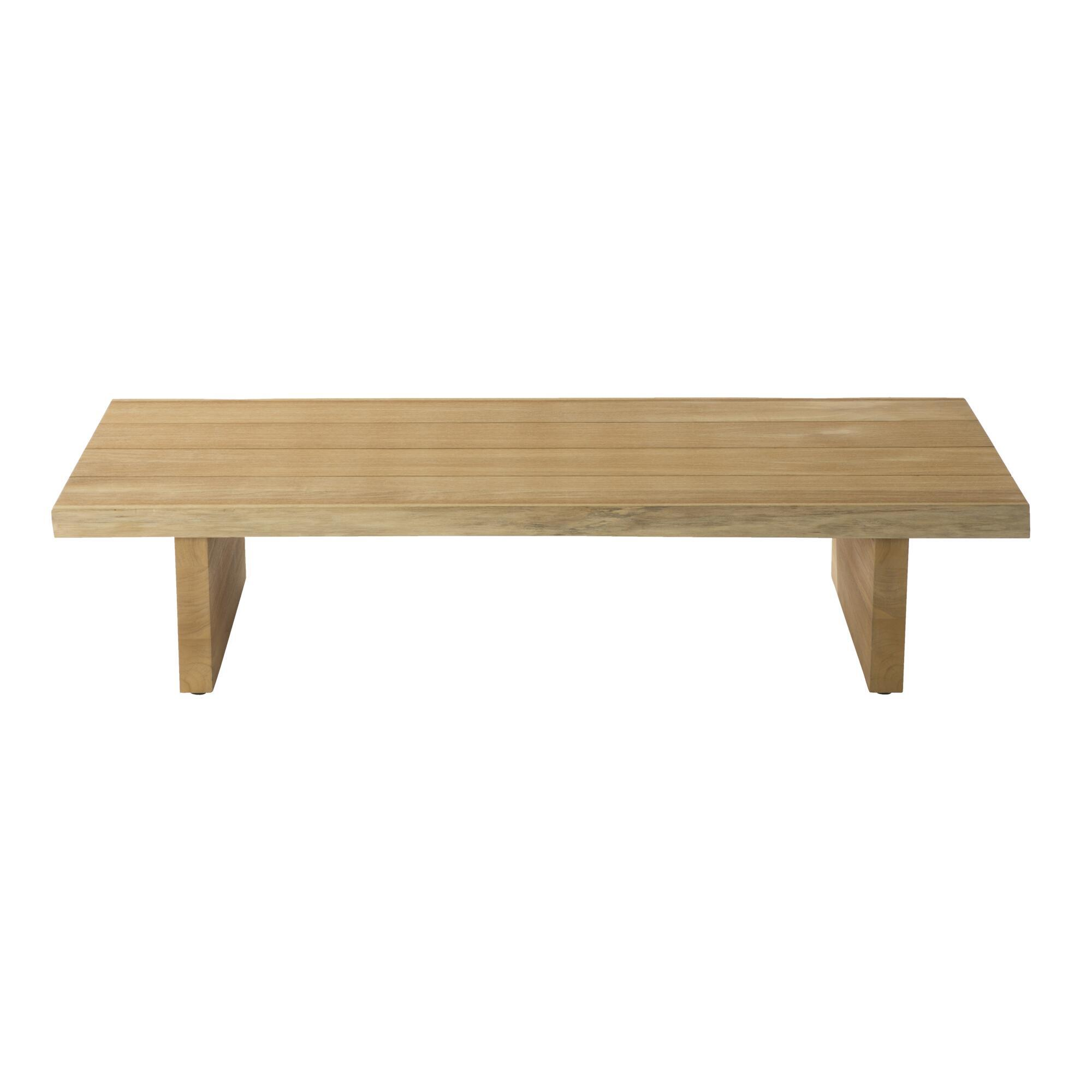 mesa auxiliar de jardin naterial maya de teca beige de 170x37x735 cm