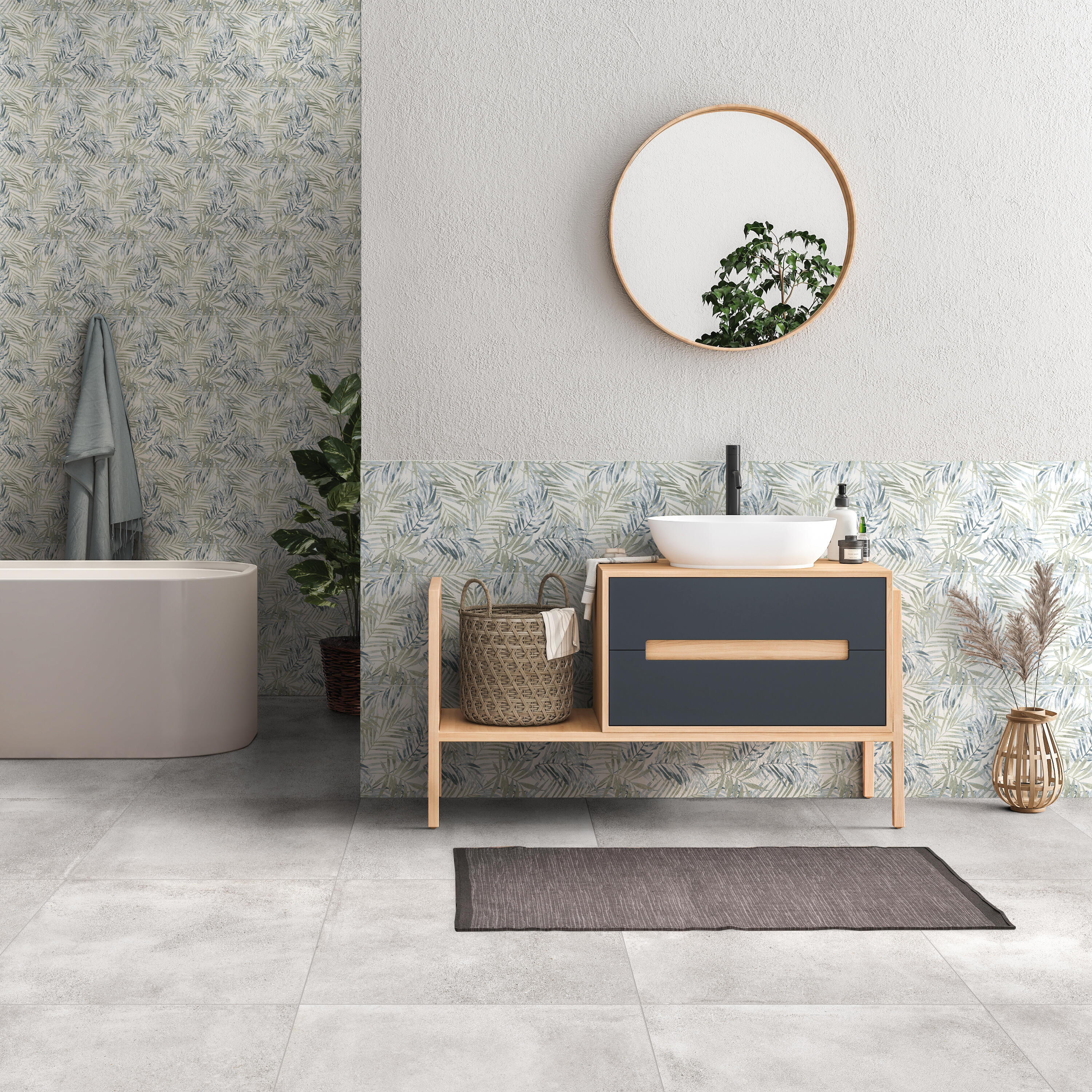 Carrelage mural effet papier peint vert l.30x L.60cm Olivo FRASSINORO GRESMALT - 2
