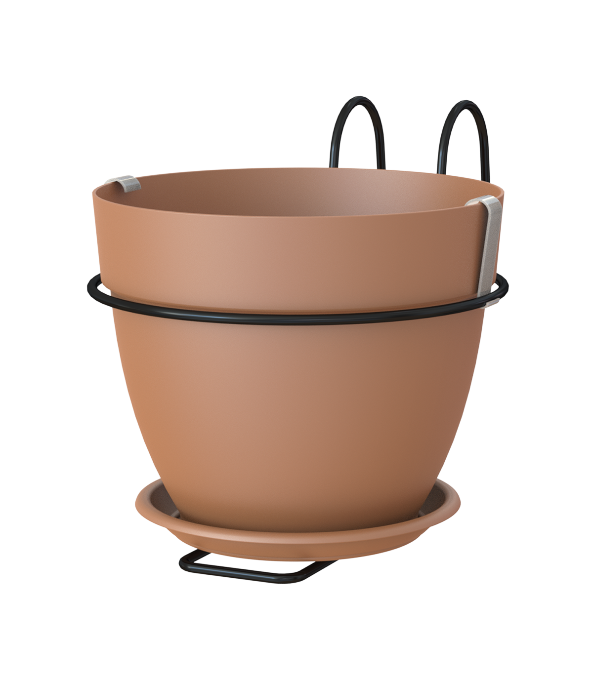 Kit de macetero y soporte para balcón de polipropileno capri marrón 20x20x19 cm