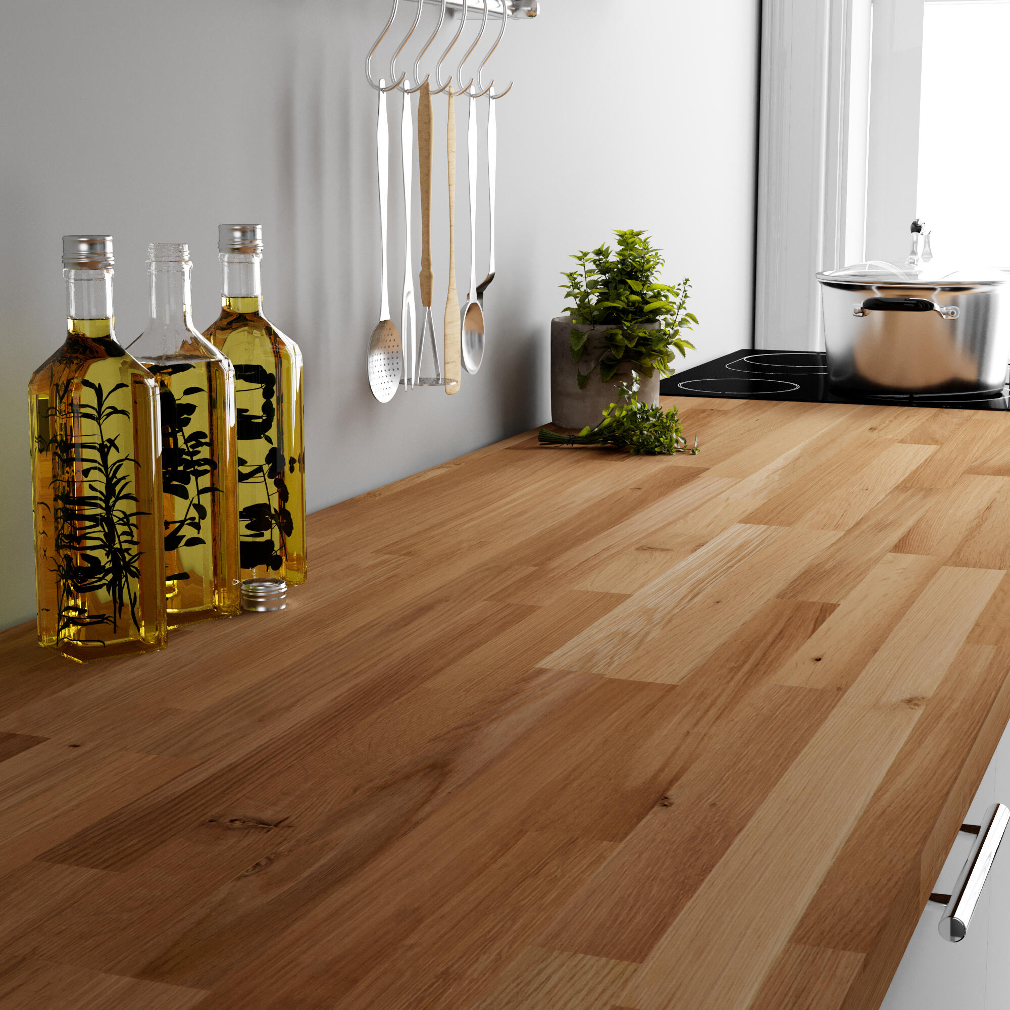 Encimera de cocina madera maciza Roble mate 250x65 cm espesor 38mm - 7