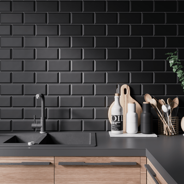 Carrelage mur intérieur effet noir mat Metro l.10 x L.20 cm ARTENS