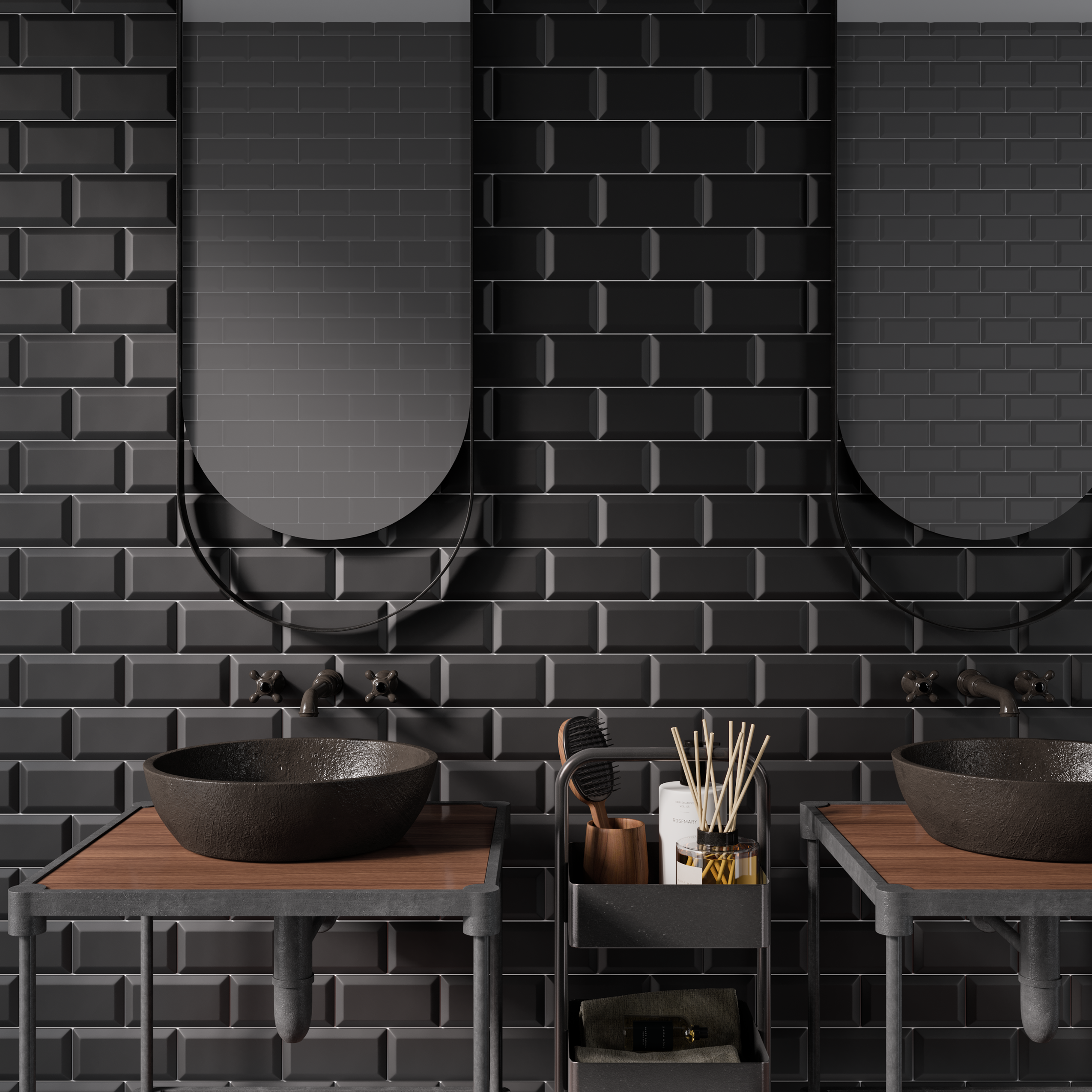 Azulejo cerámico metro efecto negro 7.5x15 cm artens