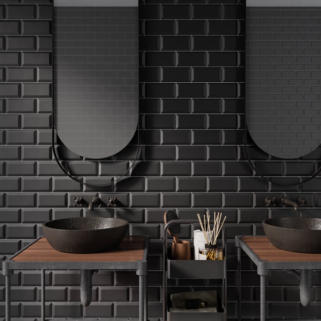 Carrelage mur intérieur effet noir mat Metro l.7.5 x L.15 cm ARTENS