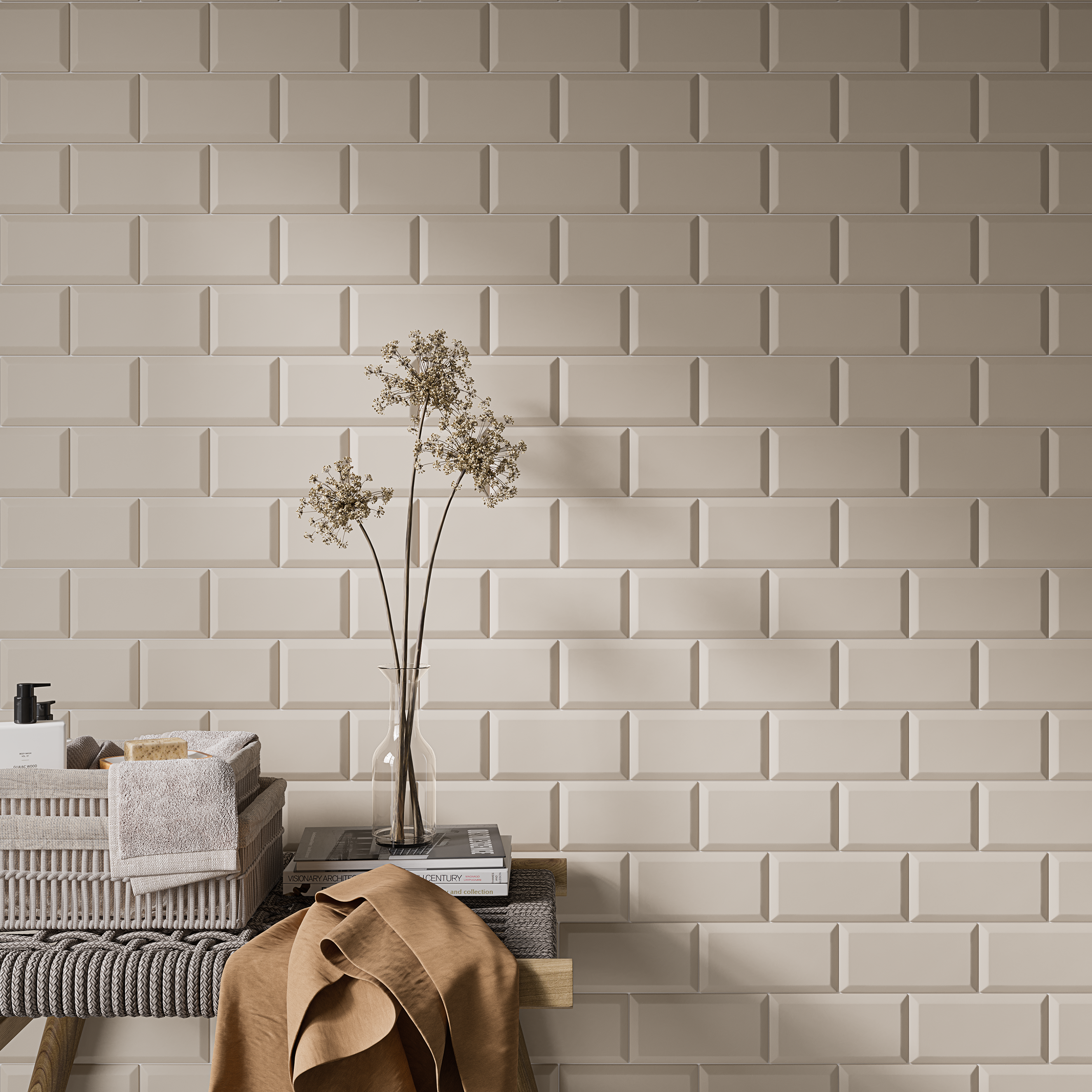 Azulejo cerámico metro efecto beige mate 10x20 cm artens