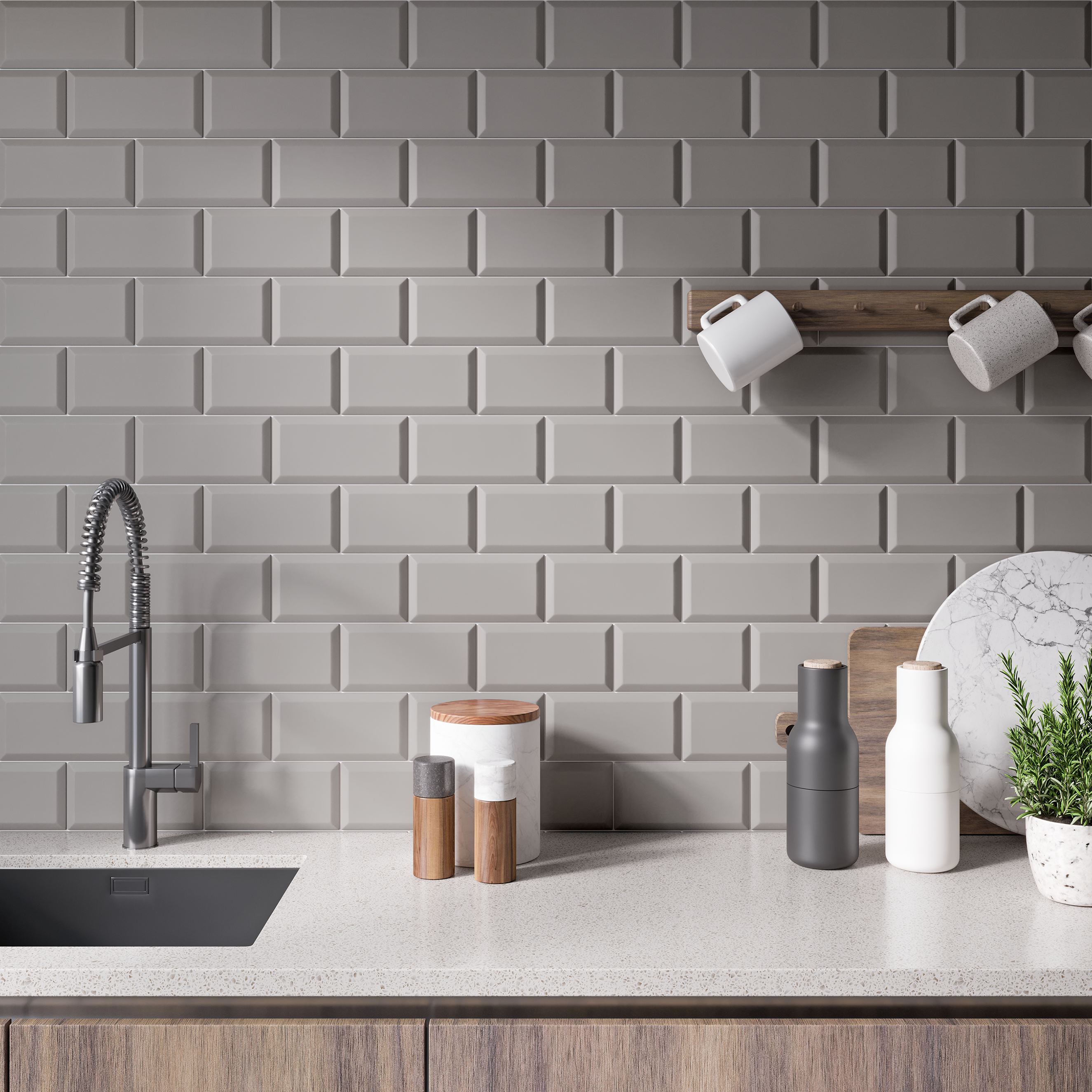 Azulejo cerámico metro efecto gris mate 10x20 cm artens