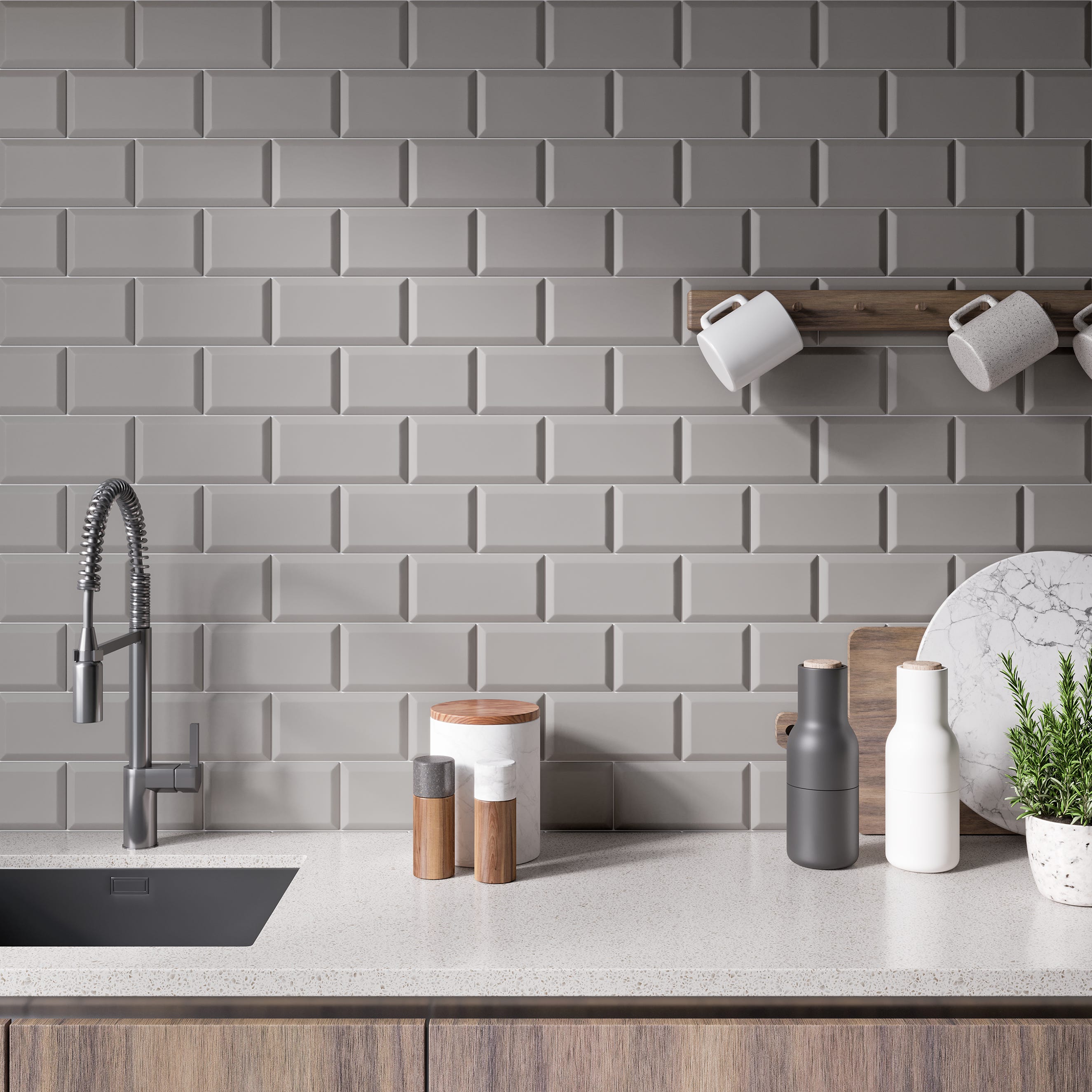 Azulejo cerámico Metro efecto gris mate 10x20 cm ARTENS | Leroy Merlin