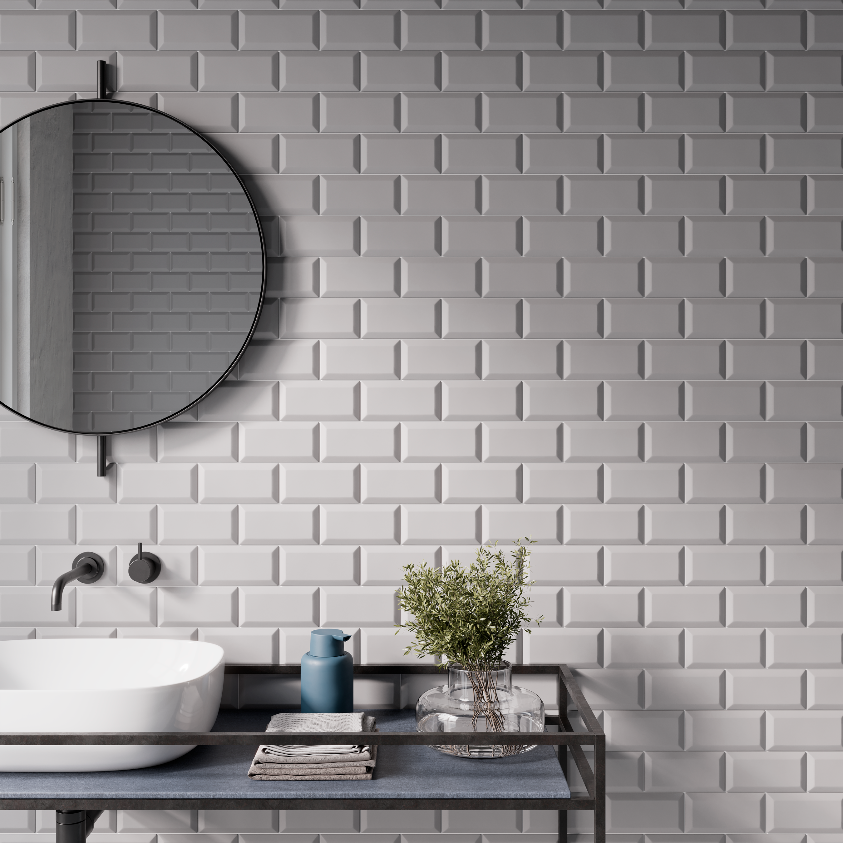 Azulejo cerámico metro efecto gris mate 7.5x15 cm artens
